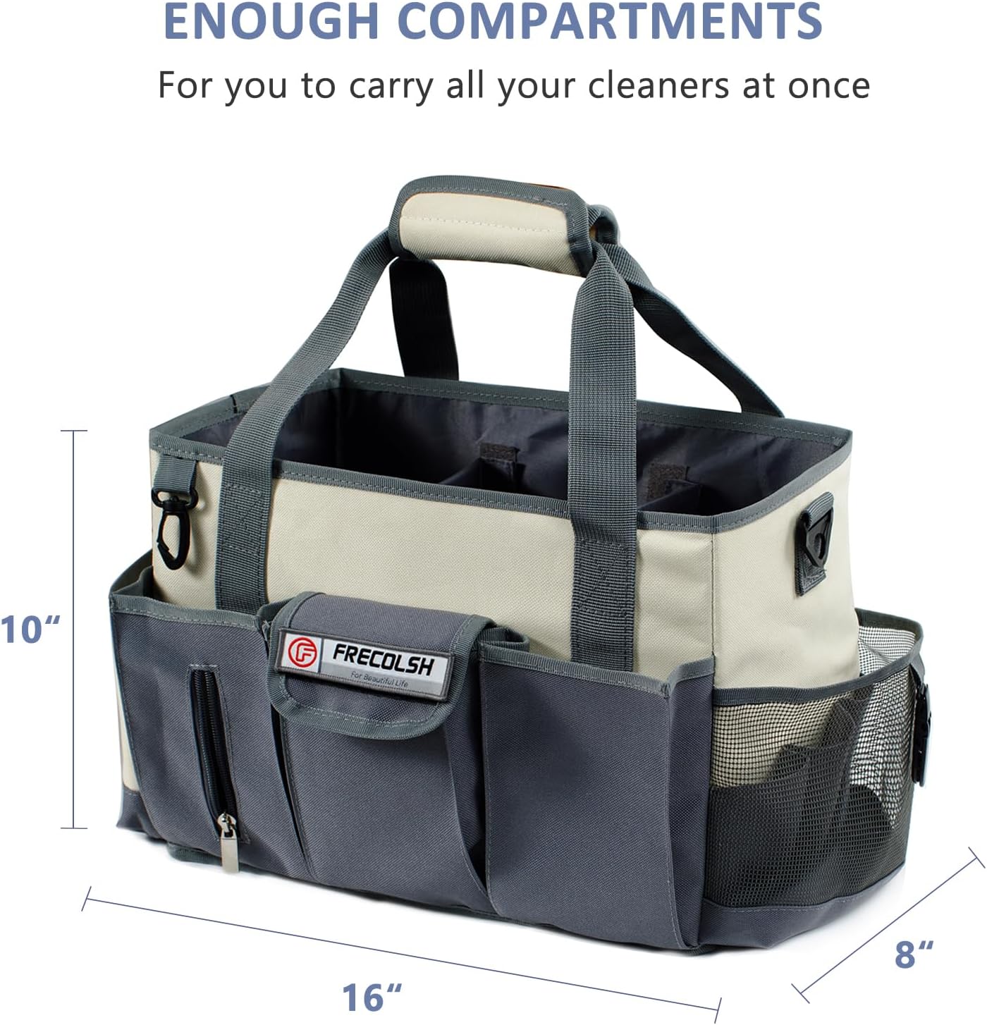 Organizador grande de limpieza para proveedores de limpieza, organizador profesional de limpieza de 15 pulgadas con asa, bolsa de limpieza portátil,