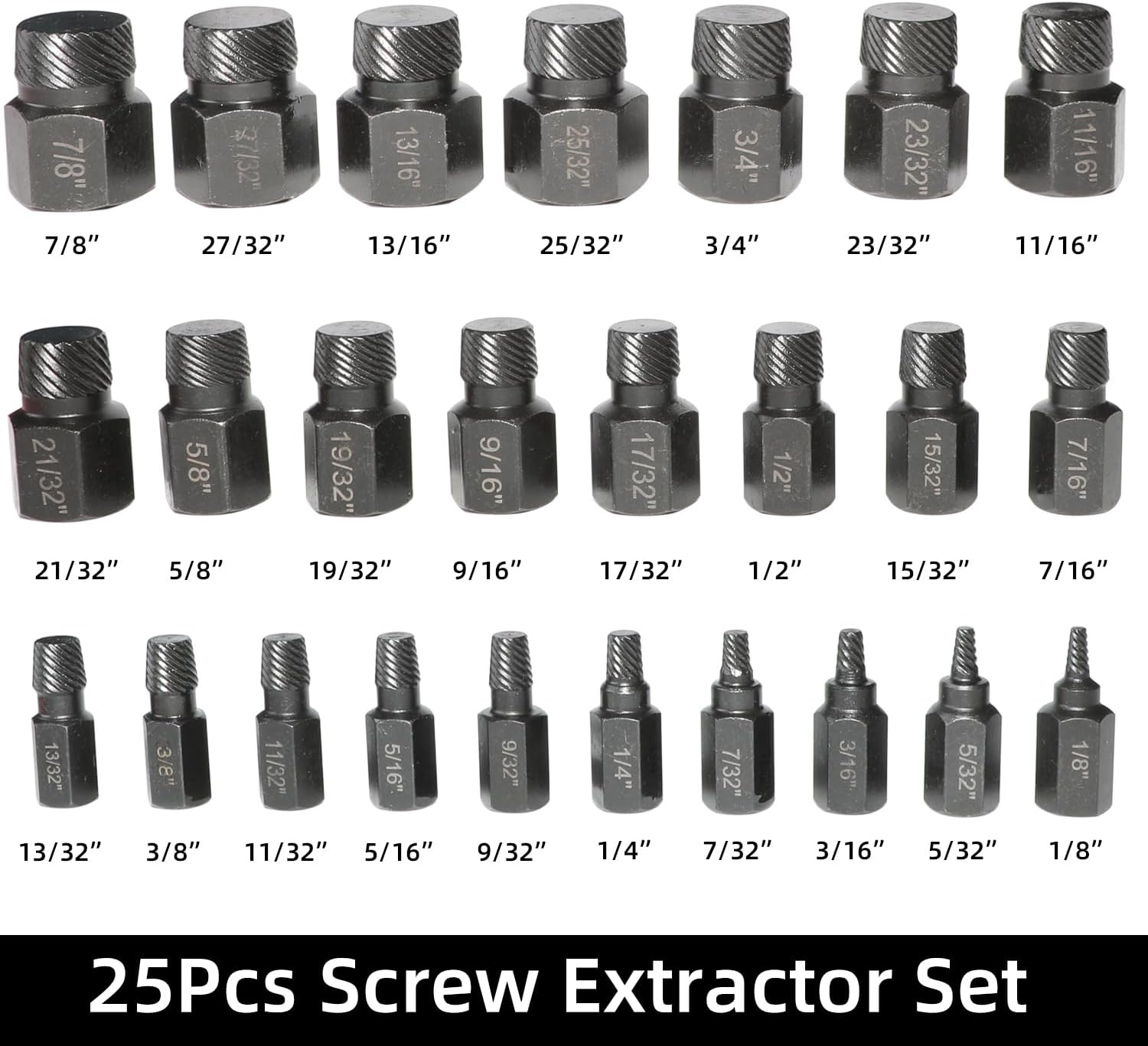 DPTOOL Juego de 25 extractores de tornillos, juego de extractor de pernos fácil de salir, juego de tornillos multispline de cabeza hexagonal para