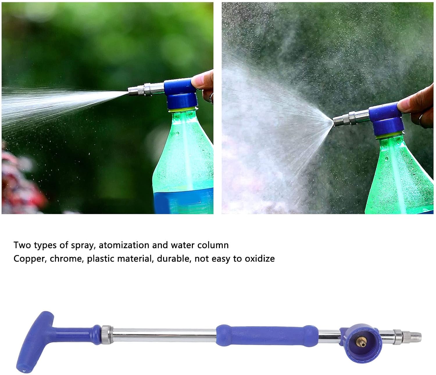 TOPINCN Rociador manual de jardín, cabezal de riego, varita de riego, botella de bebida, boquilla de cabeza, pulverizador de atomización a presión