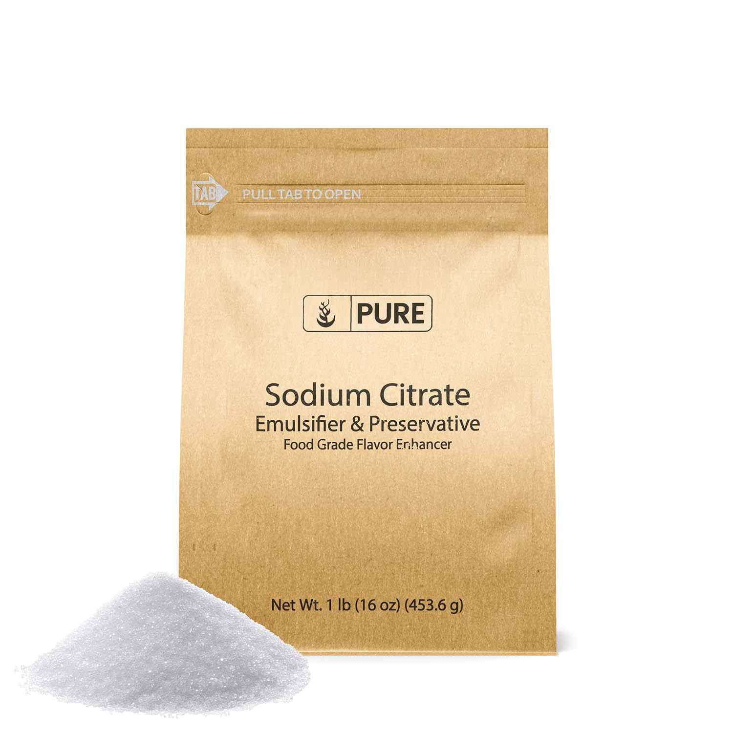 Pure Original Ingredients Emulsionante de citrato de sodio (1 libra), Conservante de alimentos, Potenciador del sabor, Cocina y recetas