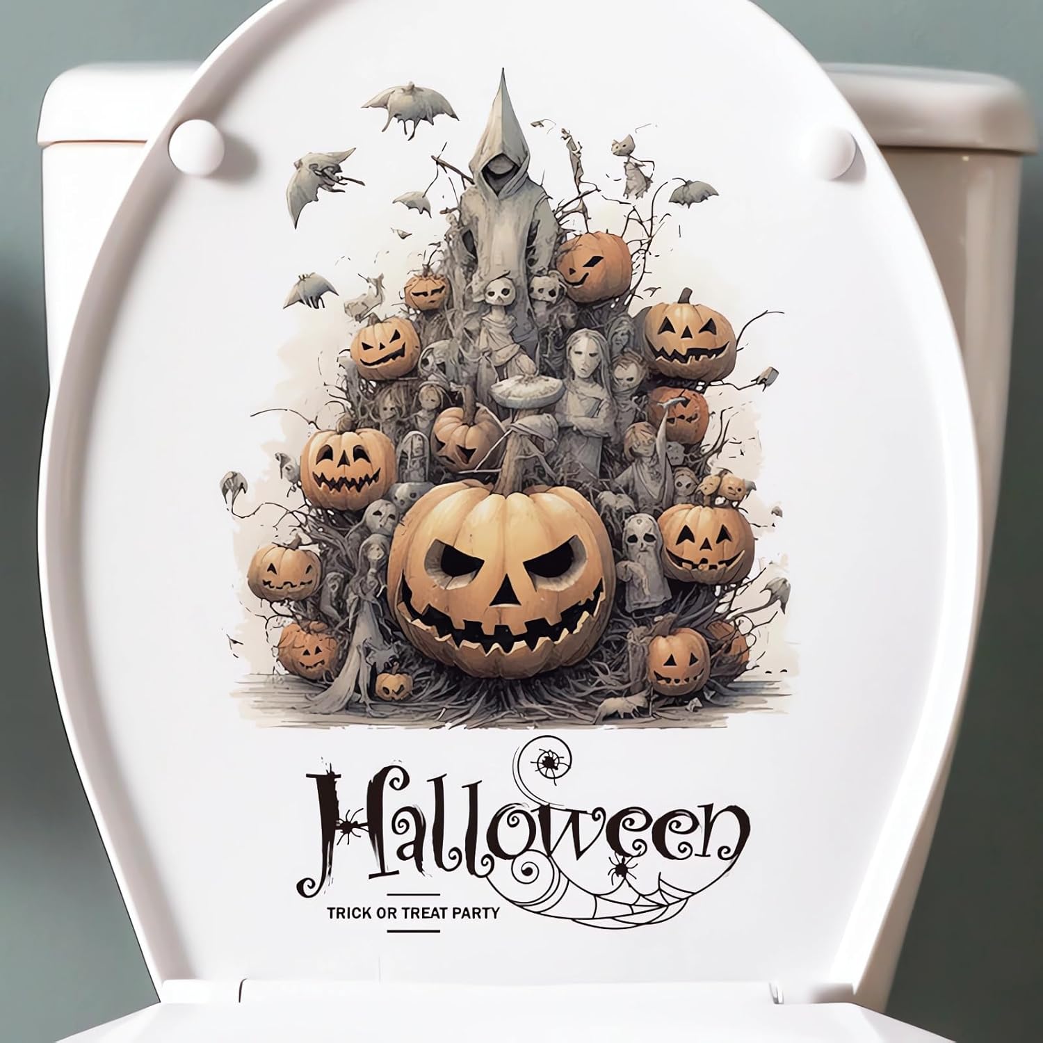Calcomanías de pared de monstruo de calabazas de Halloween, calcomanías de pared de fantasmas de terror de Halloween, vinilo extraíble para