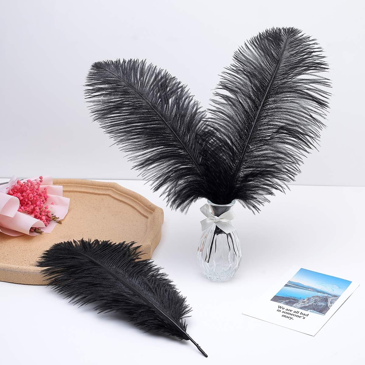 Ballinger Plumas de avestruz grandes negras  12 plumas grandes de 14 a 16 pulgadas para jarrón, centros de mesa de fiesta de boda y decoración del