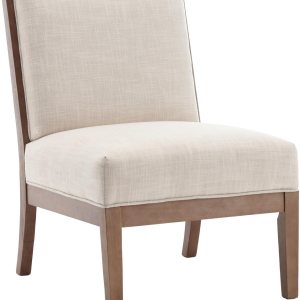 BESTANO Comfy Accent – Silla de lectura, silla tapizada sin brazos con patas de madera natural para sala de estar, dormitorio, lino beige BESTANO Comfy Accent – Silla de lectura, silla tapizada sin brazos con patas de madera natural para sala de estar, dormitorio, lino beige