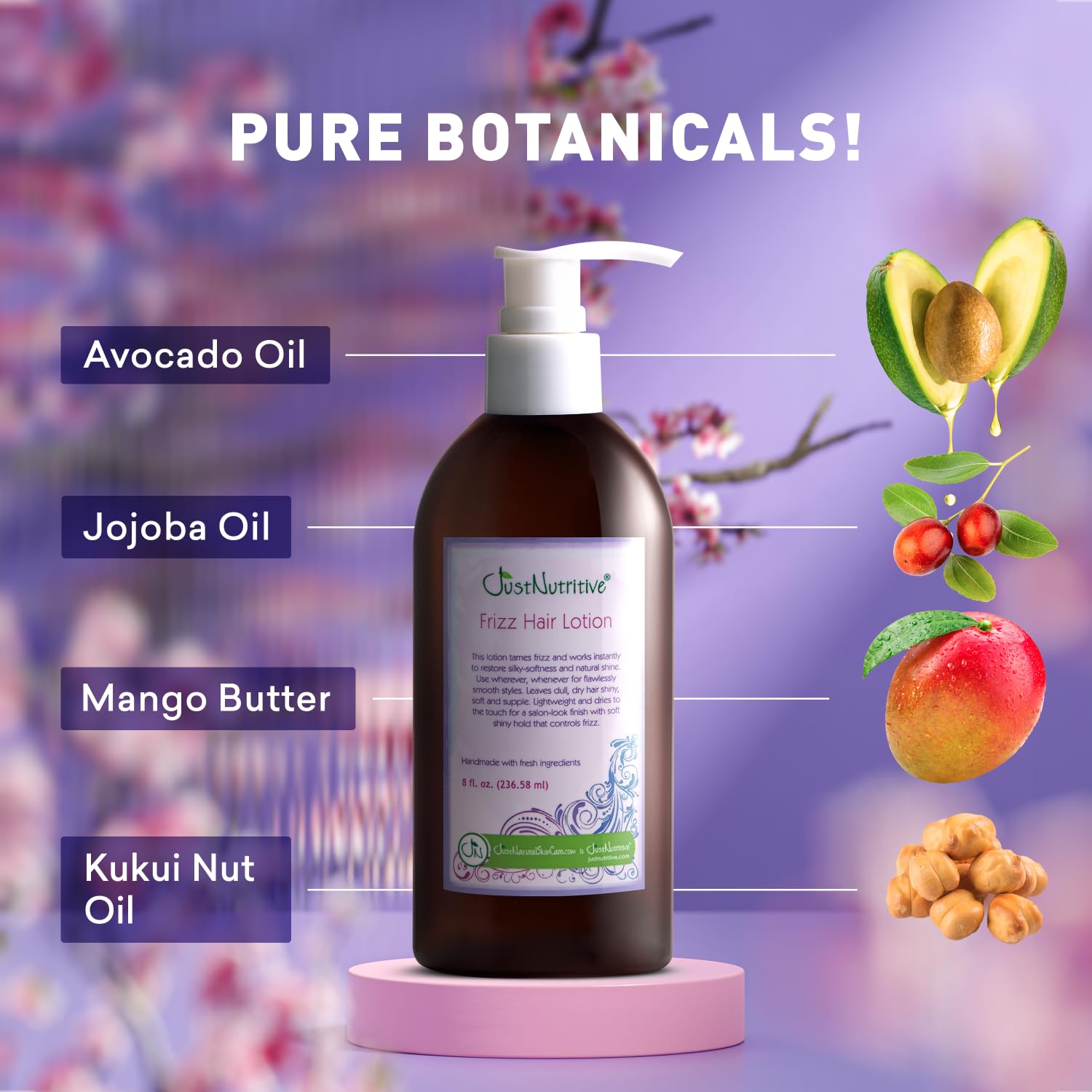 Just Nutritive Loción capilar encrespamiento  Tratamiento de domesticación Flyaway  Loción capilar natural antiencrespamiento para hombres y mujeres