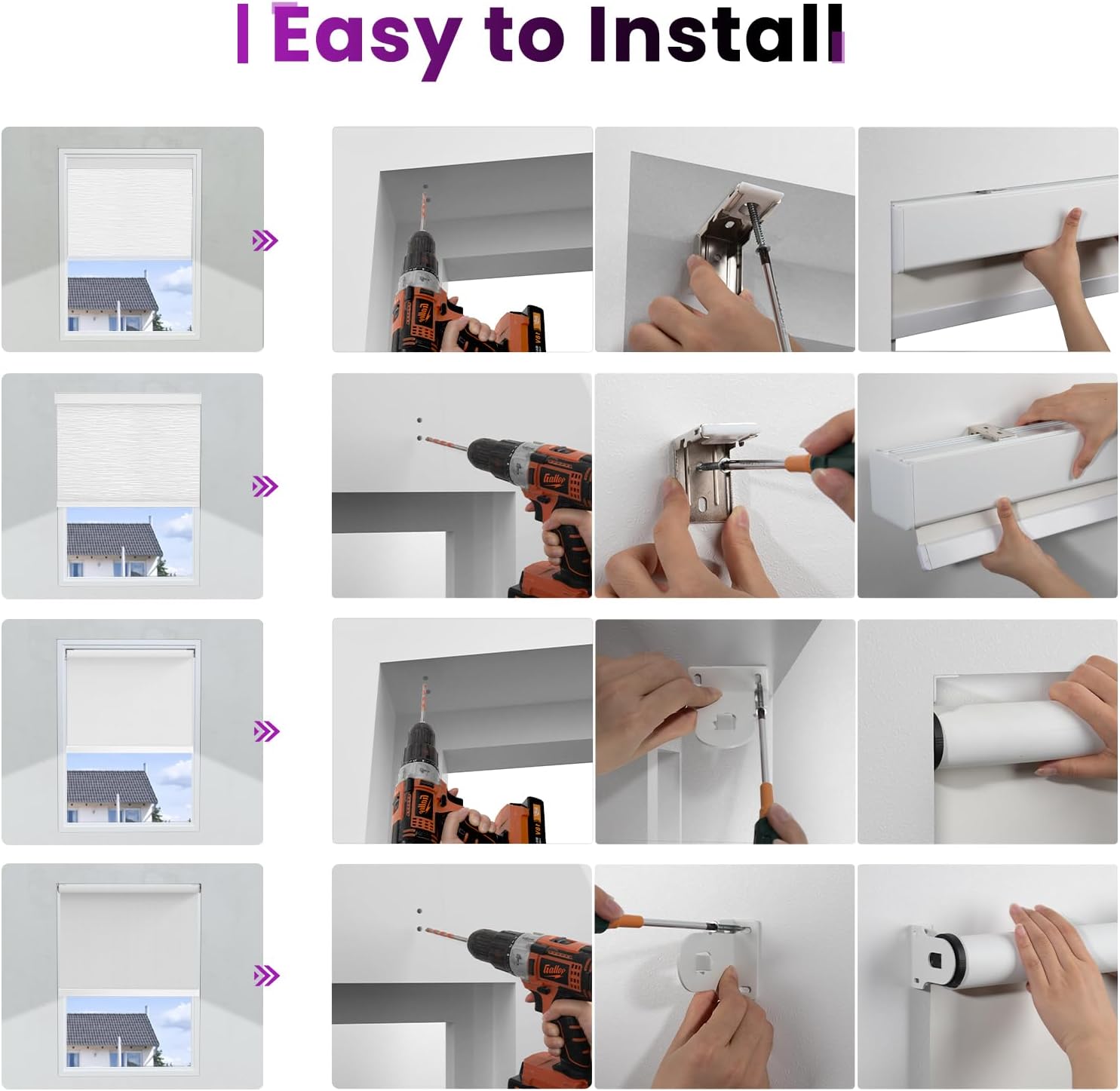 Persianas enrollables motorizadas para ventanas, persianas motorizadas 100 % opacas para oscurecer la habitación, persianas inteligentes sin cordón