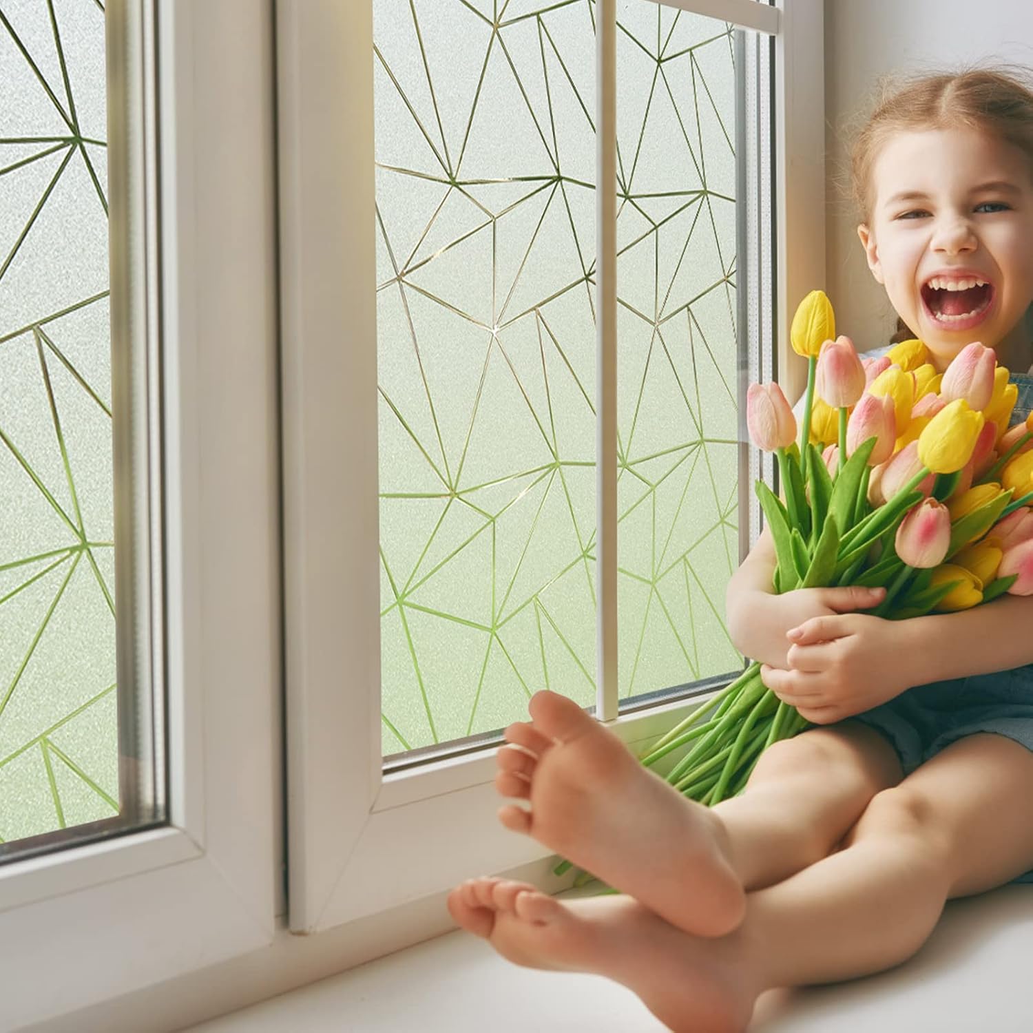 Coavas Película de privacidad para ventana, vidrio esmerilado para ventana, para baño, esmerilado estático, decorativo, bloqueo UV, control de