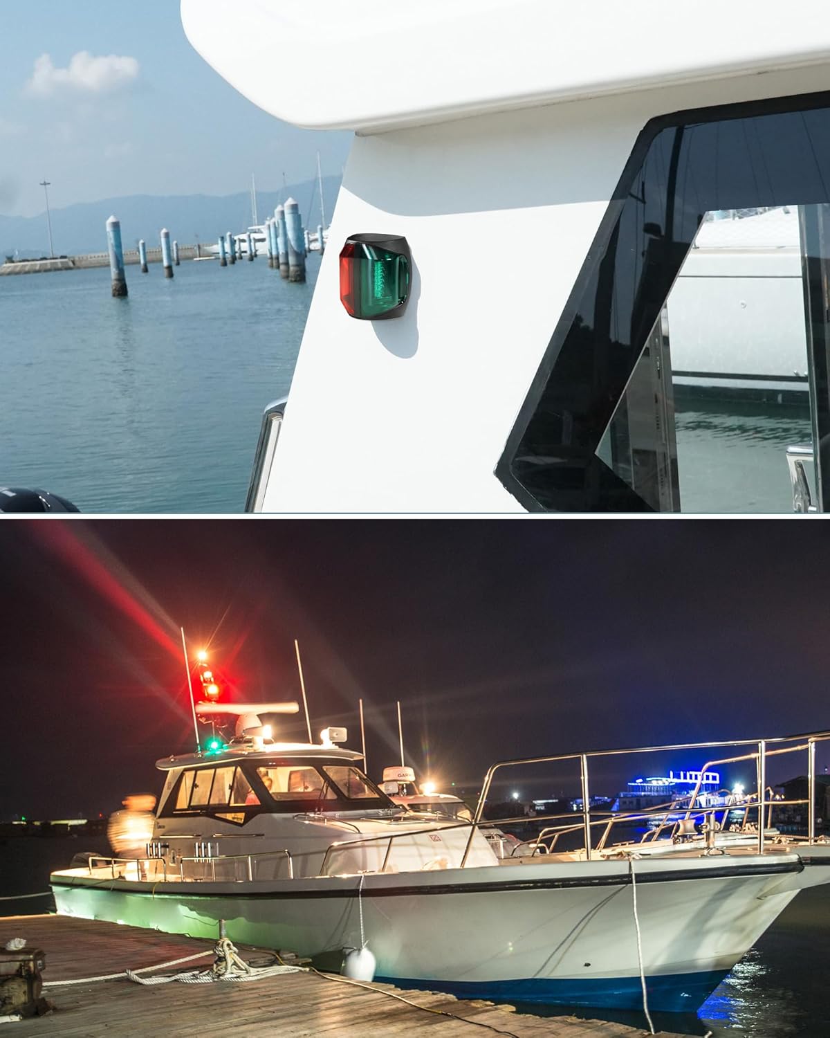 Marine Boat Navigation Lights – 2NM 12V Red Port Green Starboard Light Stern 3 NM Bi-Color Lights – Operates at IP55 IP67 – Water Resistant Lamp
