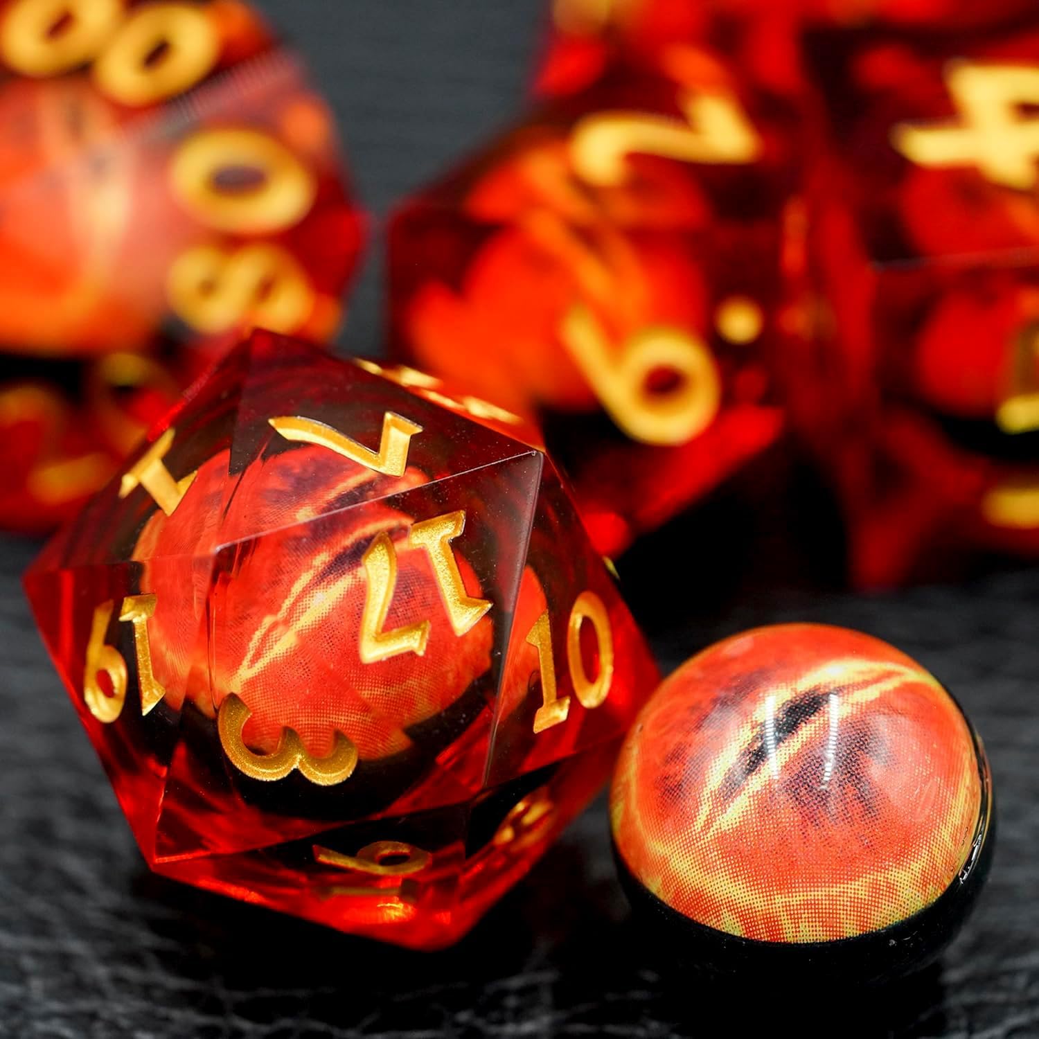 DND – Juego de dados Dungeons and Dragons, 7 piezas con núcleo líquido, dados de resina de borde afilado D&D Dungeons and Dragons con caja de