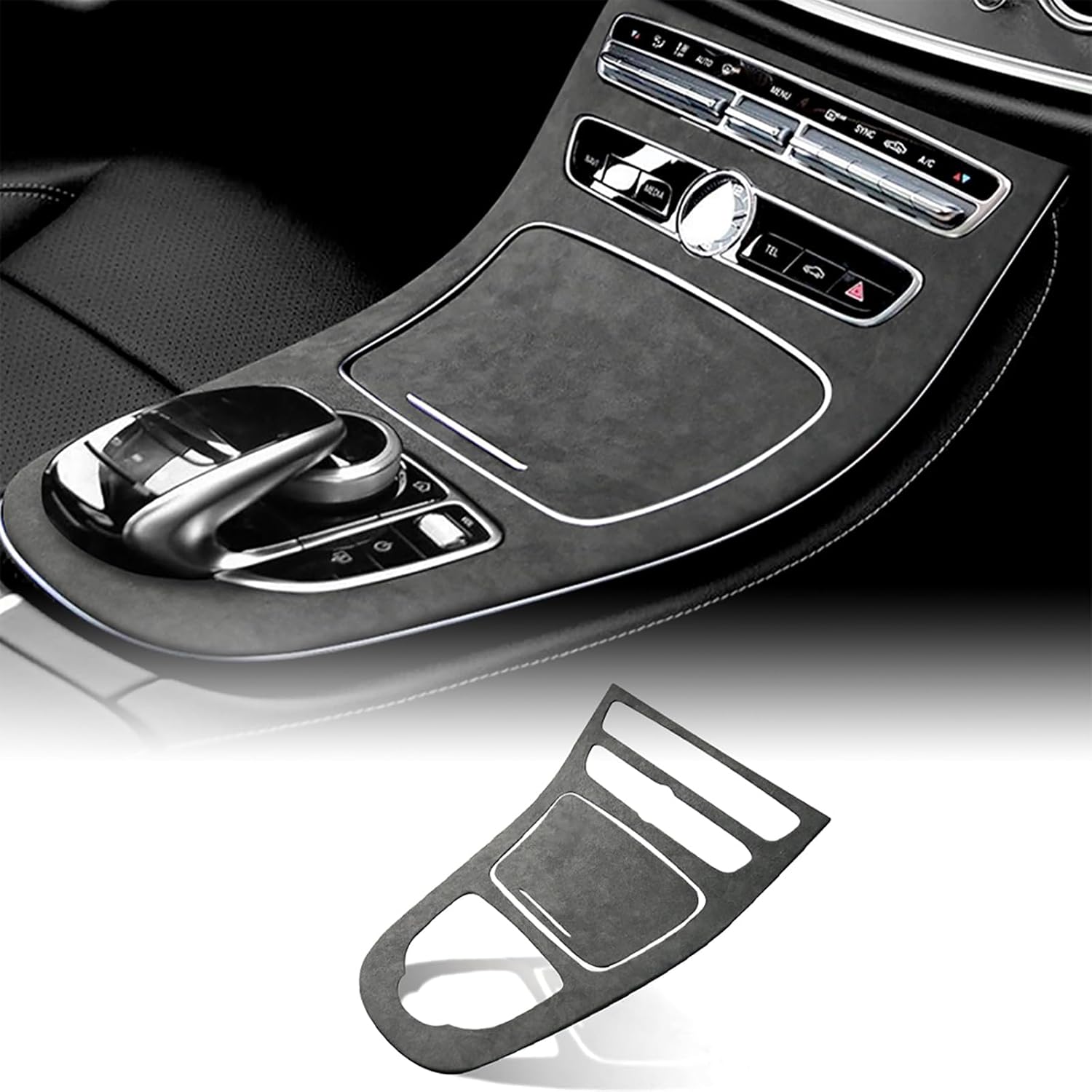 Cubierta de panel de consola central para Mercedes-Benz Clase E W213 2016 2017 2018 estilo Alcántara caja de almacenamiento de consola estilo