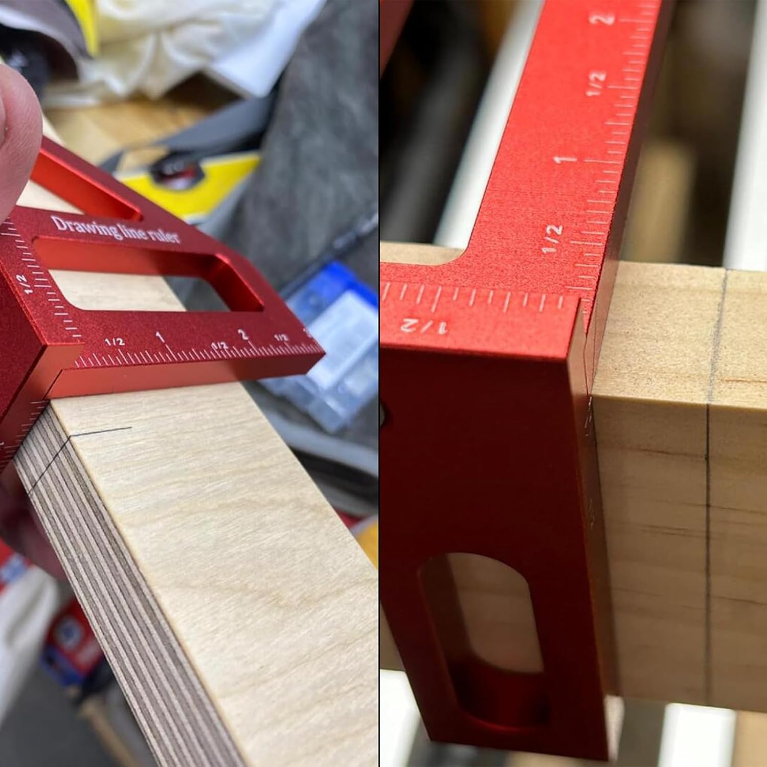 Regla de medición de ángulo múltiple, transportador cuadrado de carpintería de aleación de aluminio de 4590 grados, regla triangular para