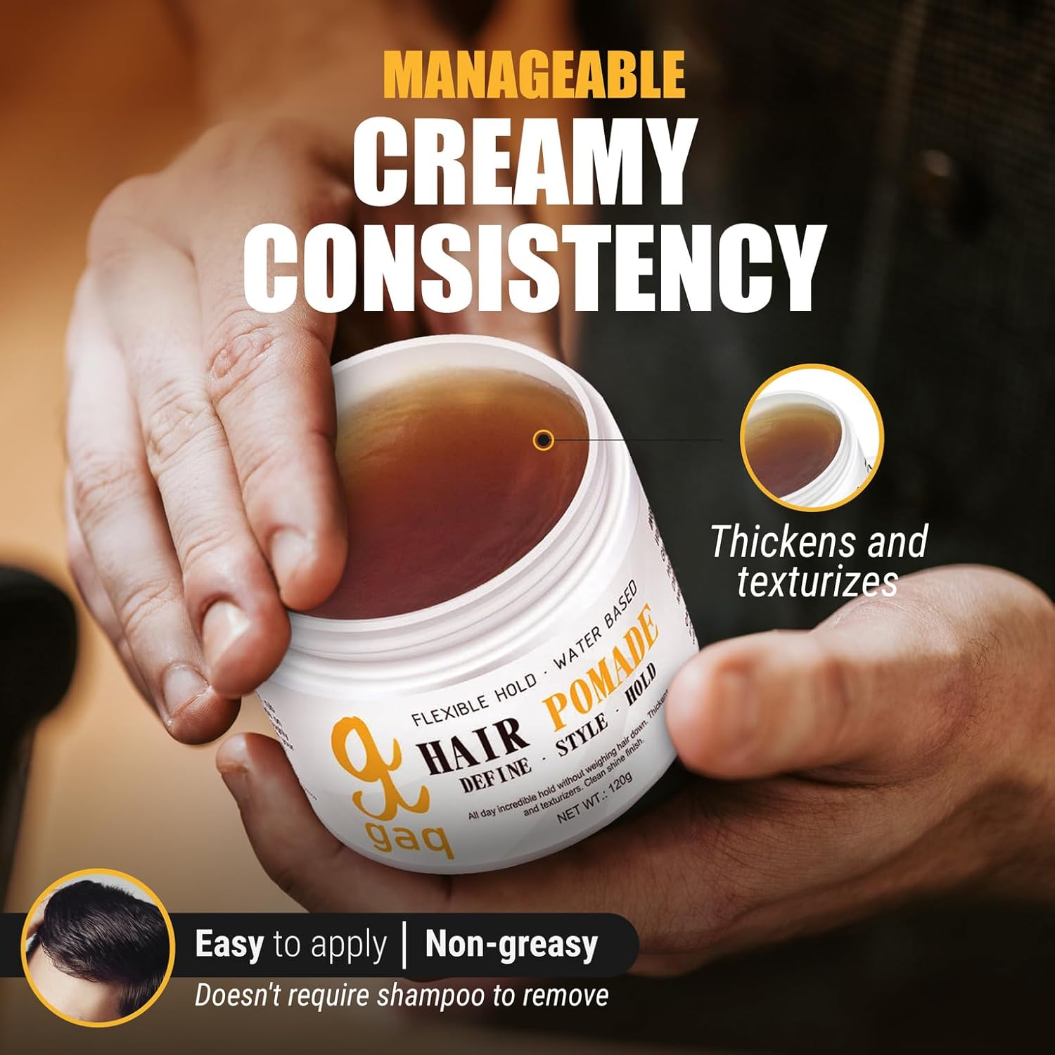 Gaq – Pomada para el cabello (fijación media), sin escamas, aroma a bayas dulces,
