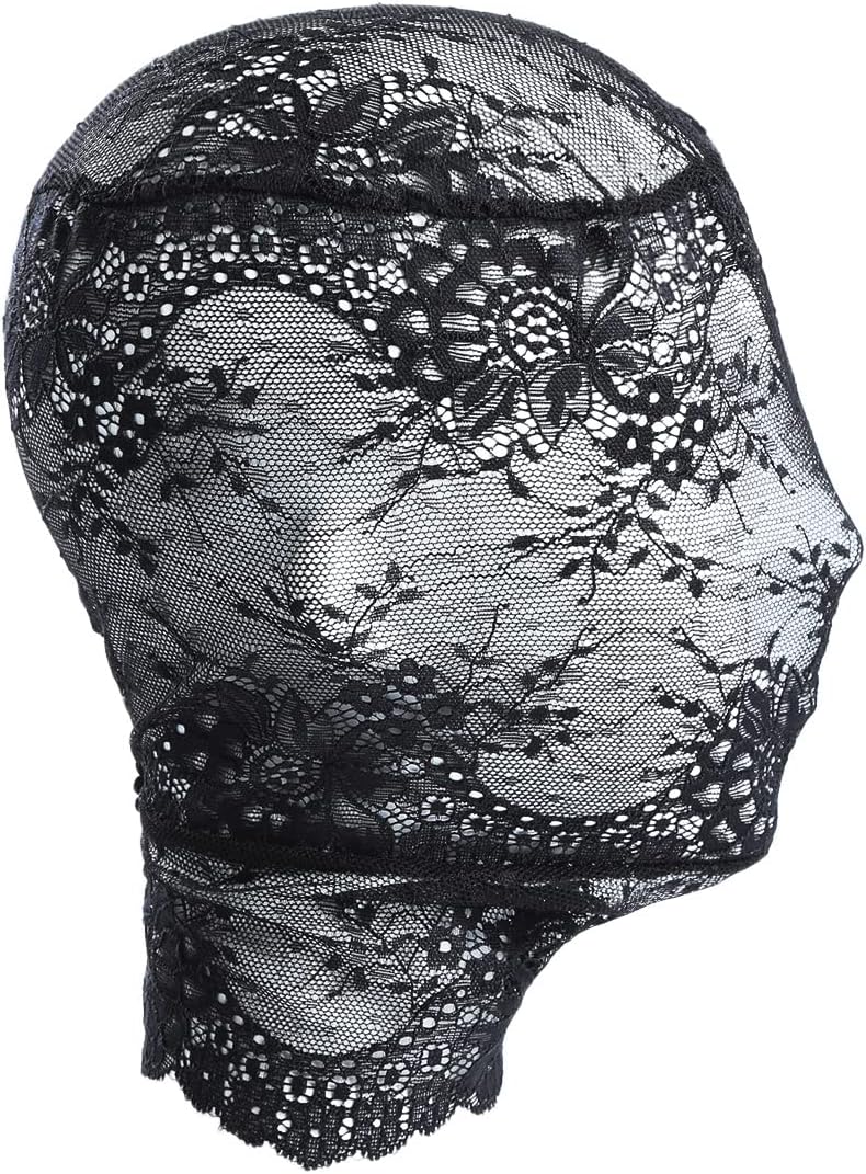 Aiffort 1 máscara de encaje negro de Halloween, máscara de piel de encaje, máscara de cara completa para Halloween, Navidad, fiesta, cosplay,