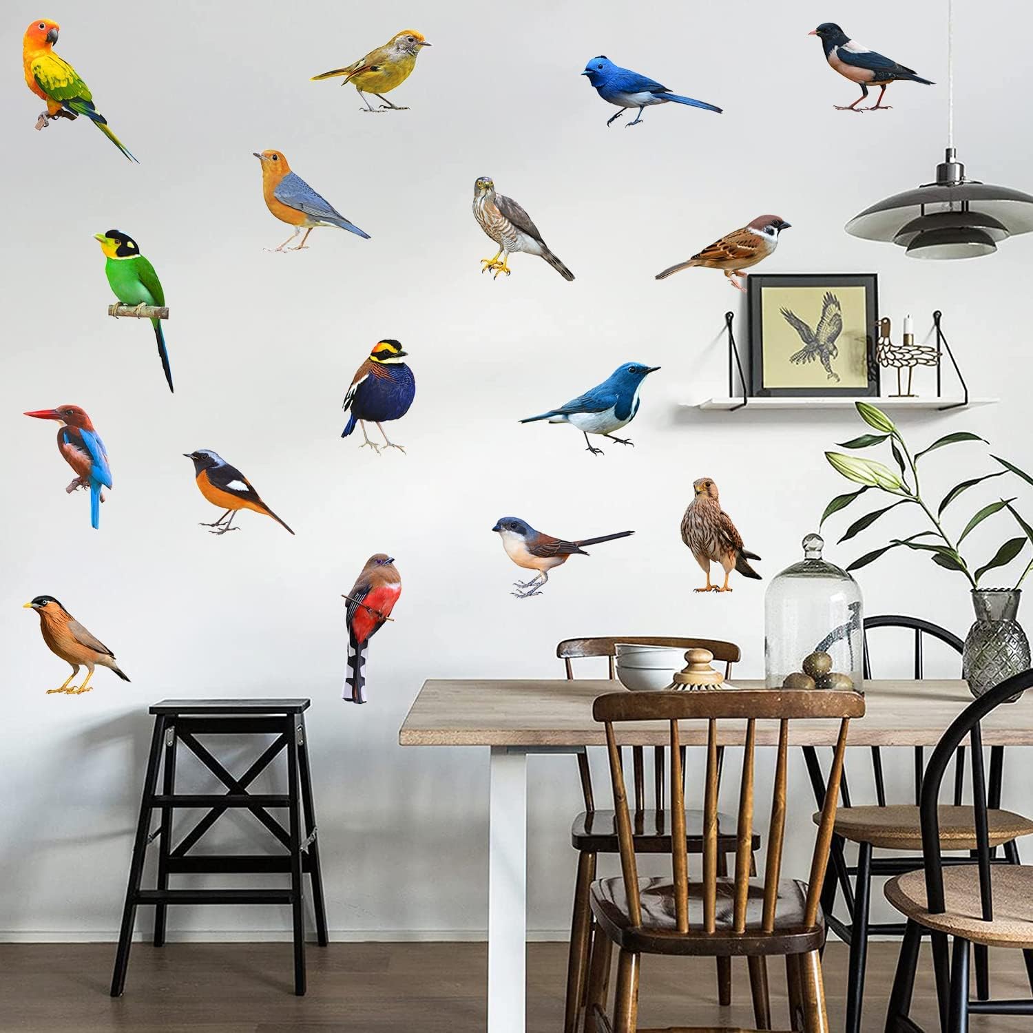Calcomanías de pared de pájaros 3D realistas, impermeables, de vinilo para decoración de pared, despegar y pegar, calcomanías de pared extraíbles