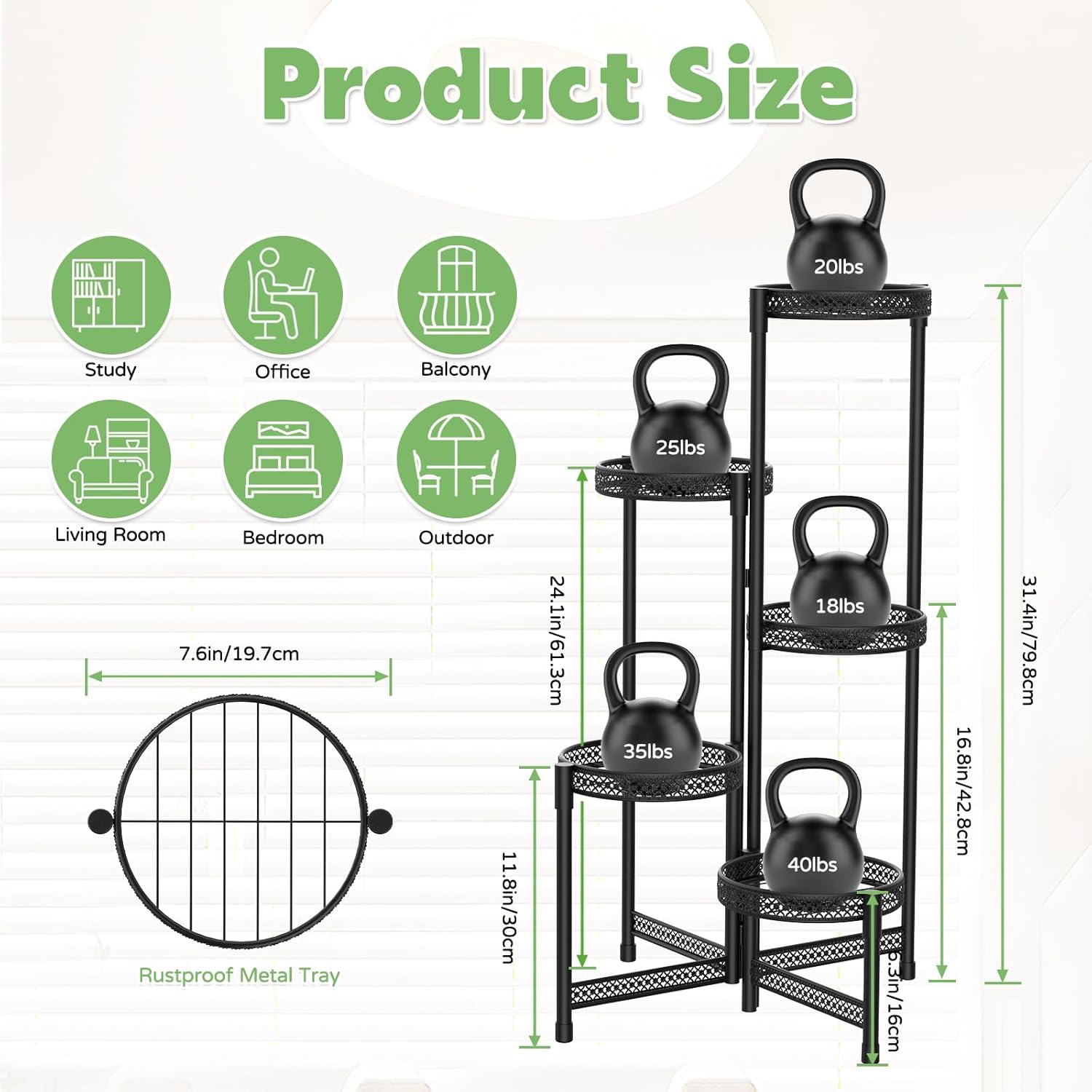Soporte de metal para plantas de 5 niveles para interiores y exteriores, soporte plegable para plantas de múltiples niveles, estante para macetas de