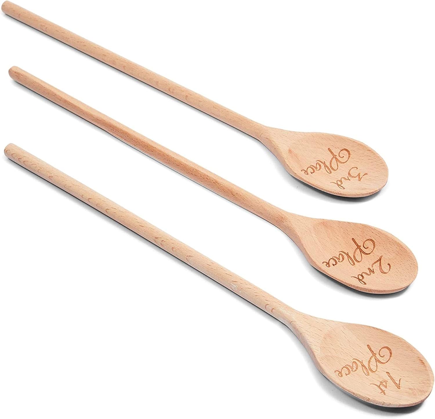 Farmlyn Creek Cucharas de madera para servir, 1er, 2, 3er lugar, regalo de inauguración de la casa (14 pulgadas, 3 unidades)
