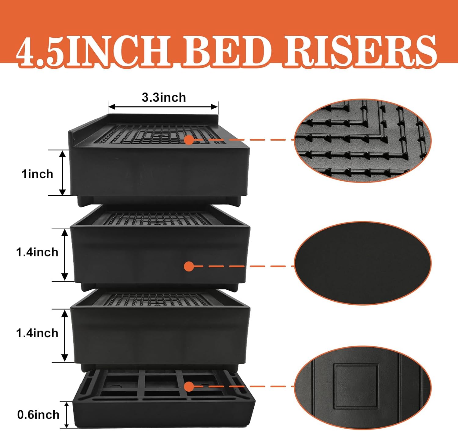 Elevadores de cama, bloques de elevación para muebles, pilotes de 2,3 o 4 pulgadas resistentes para cama, sofá, escritorio, sofá, mesa, elevadores
