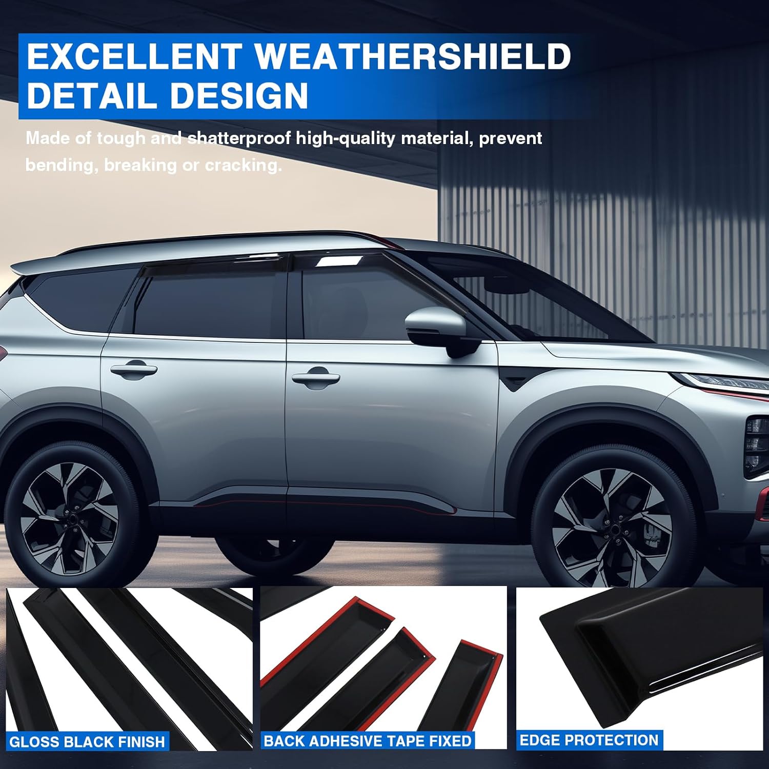 MOFANS Visera de ventana negra para Mitsubishi Outlander 2022 2023 4 puertas deflectores de ventana de sol y lluvia, 4 piezas