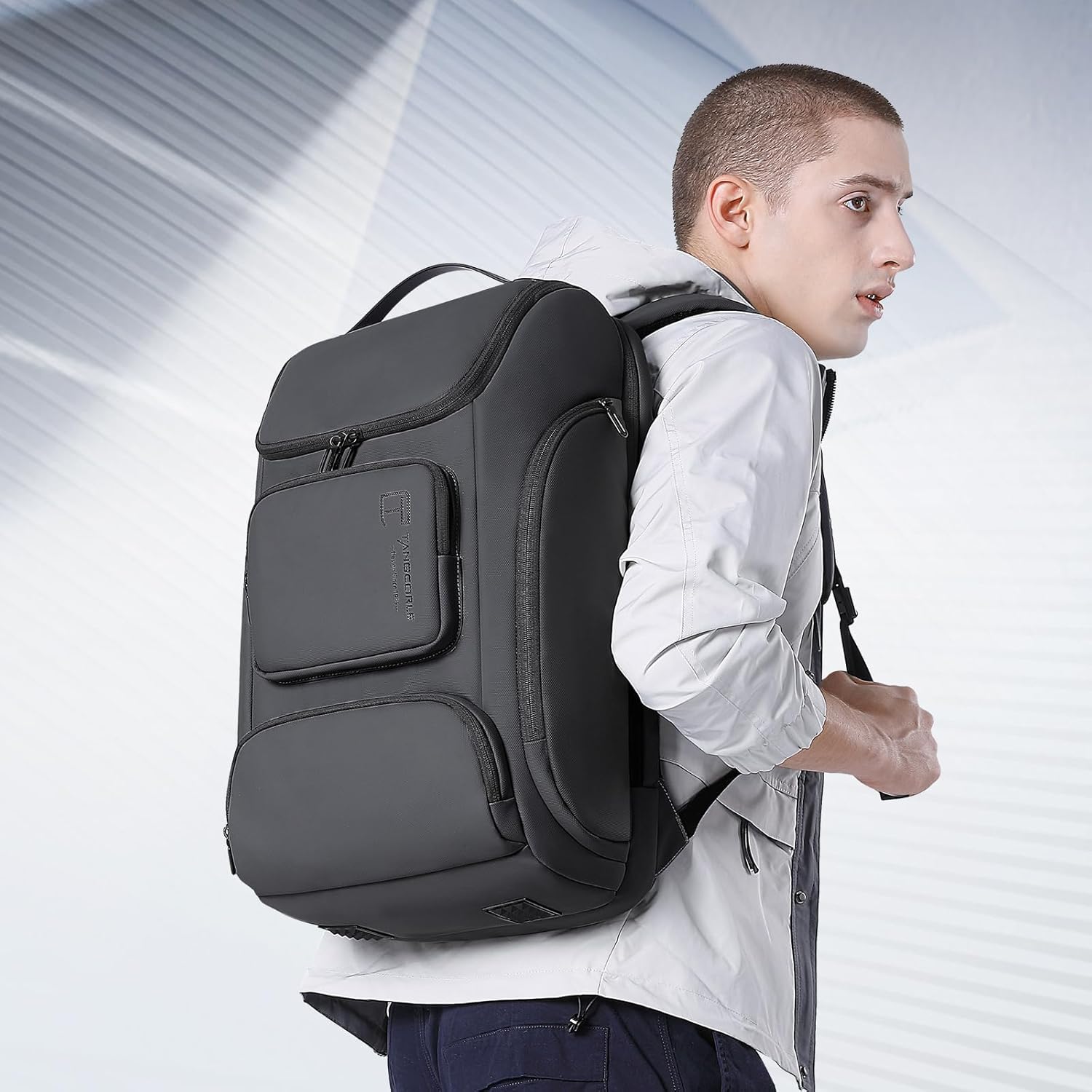 Mochila inteligente para laptop de negocios,Viajes de trabajo diarios de transporte,Mochila de viaje para portátil de 17.3 pulgadas, Negro (25L),