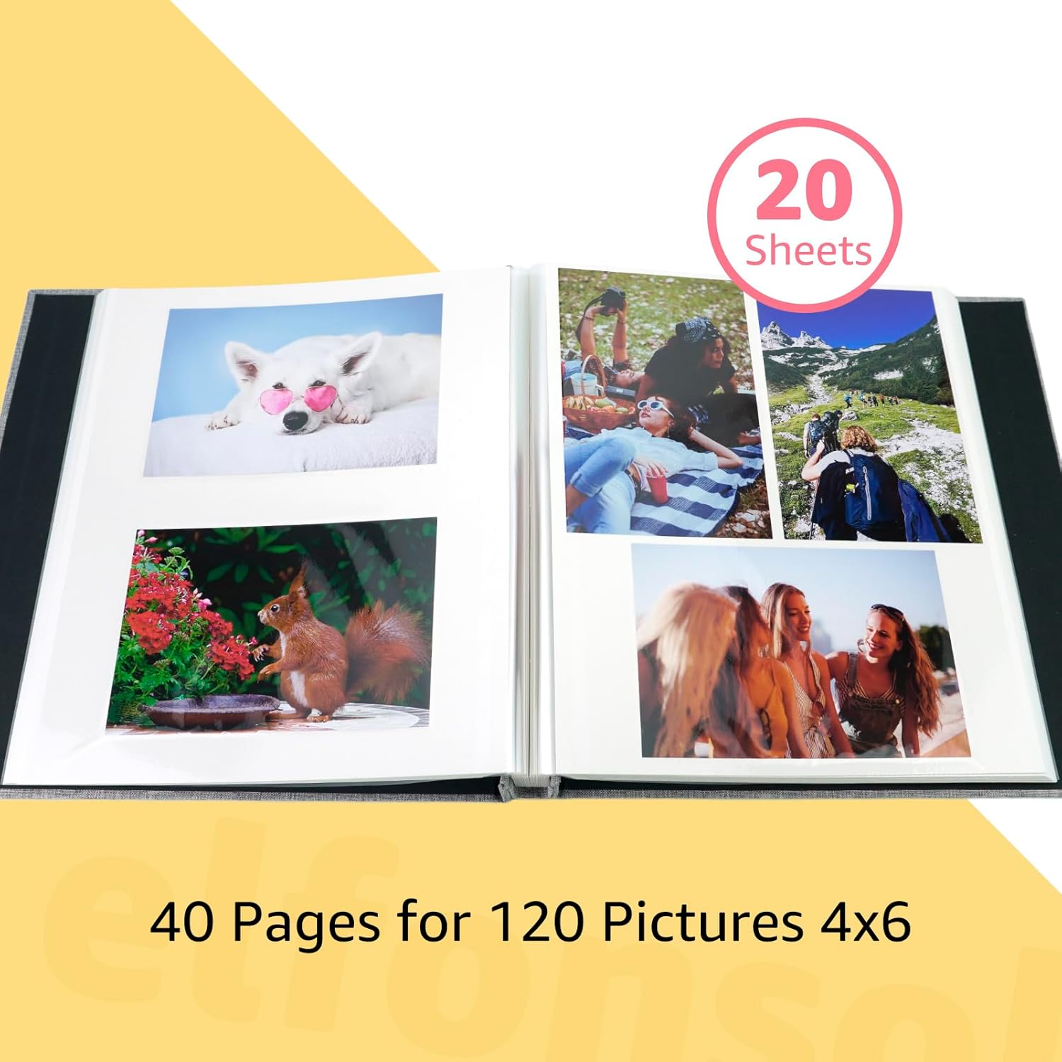 Álbum de fotos autoadhesivo con ventana de visualización de imágenes, álbum de recortes de bricolaje para imagen de 4 x 6, 5 x 7, 8 x 10, 40 páginas