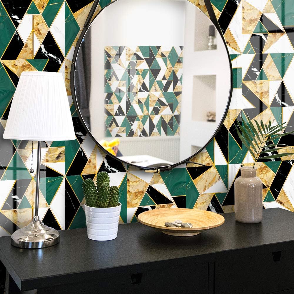 10 hojas de azulejos impermeables para salpicaduras en muro de cocina, estilo simple de lujo, azulejos autoadhesivos, azulejos de PVC, azulejos de