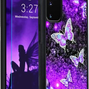 OOK Diseños para Samsung Galaxy S20 Funda Glitter Púrpura Mariposa Nebulosa Diseño Espacio PC Duro+Soft TPU Bumper Antideslizante Ultra Delgada OOK Diseños para Samsung Galaxy S20 Funda Glitter Púrpura Mariposa Nebulosa Diseño Espacio PC Duro+Soft TPU Bumper Antideslizante Ultra Delgada