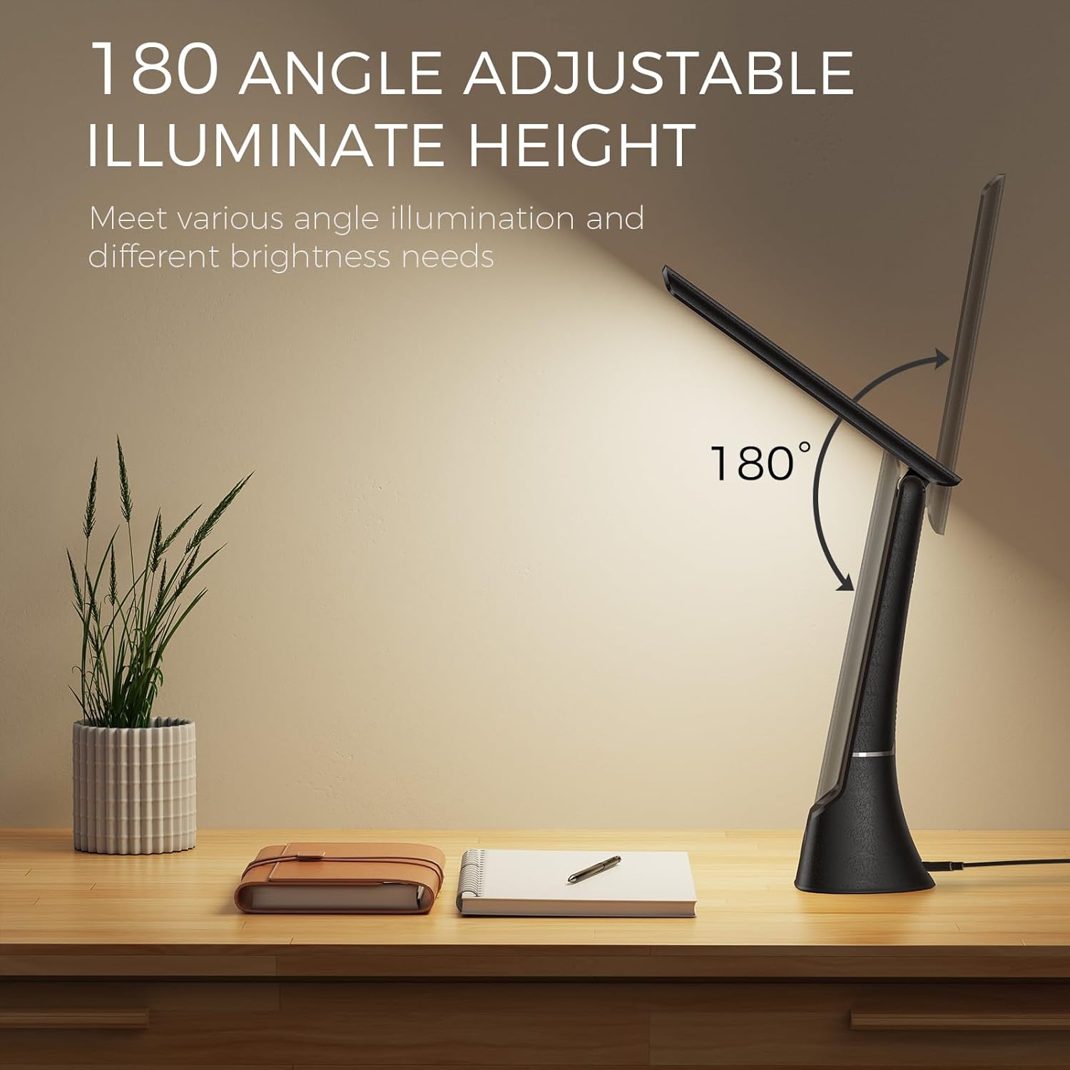 Lámpara de terapia de luz, 10000 LUX luz solar LED sin UV, lámpara Hayyp de espectro completo, lámpara de escritorio de control táctil con función