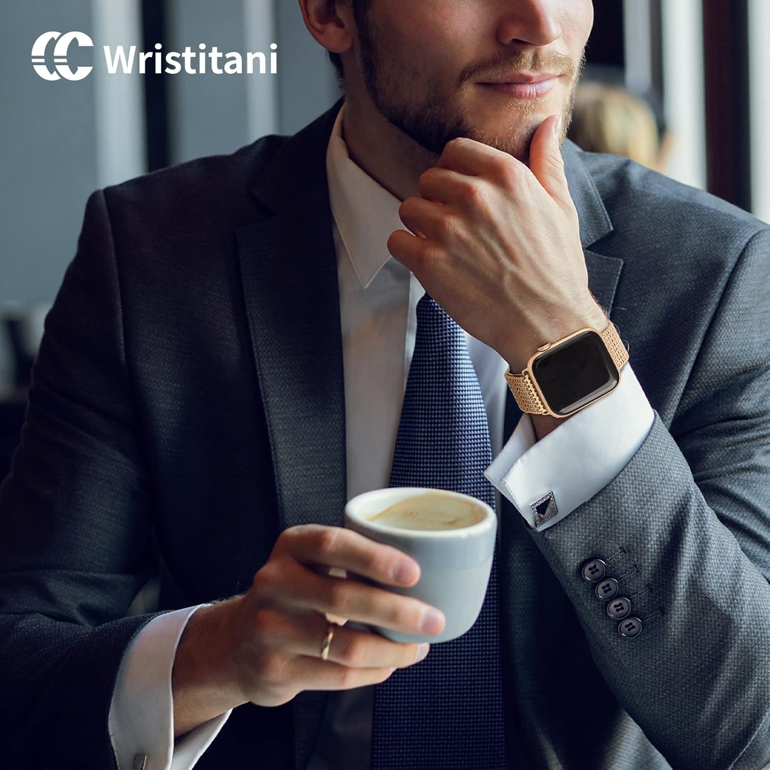 Wristitani Compatible con Apple Watch Band Series 8 SE 7 6 5 4 3 2 1, correa de cierre magnético de acero inoxidable de repuesto para iWatch Band