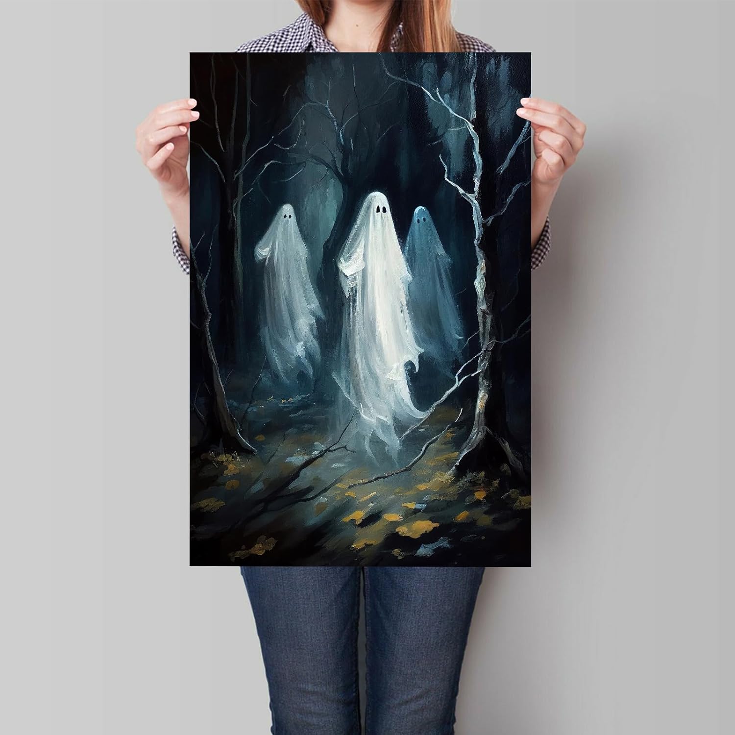 Wodkodnxy Lienzo decorativo para pared de fantasmas de Halloween, póster con estampado de fantasmas espeluznantes del bosque, Academia oscura,