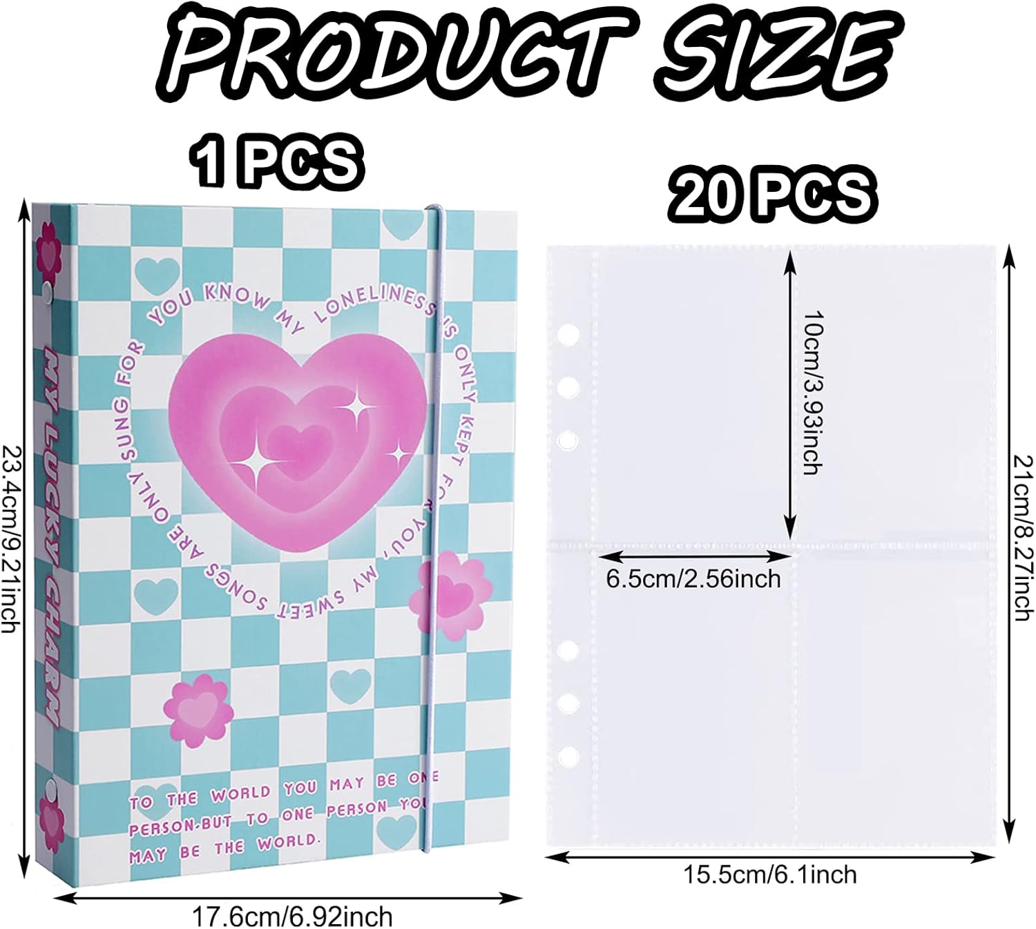 SZHTSWU Carpeta A5 Kpop álbum de fotos con 20 fundas interiores de 3 pulgadas para álbum de fotos en hojas sueltas rellenables de 6 anillos,