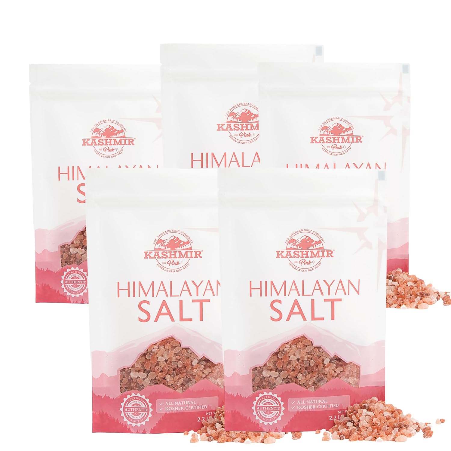 LA SALT CO Kashmir – Sal gruesa rosa del Himalaya de 2.2 libras  Pura de grado alimenticio con 84 minerales traza  Apoya la circulación saludable y