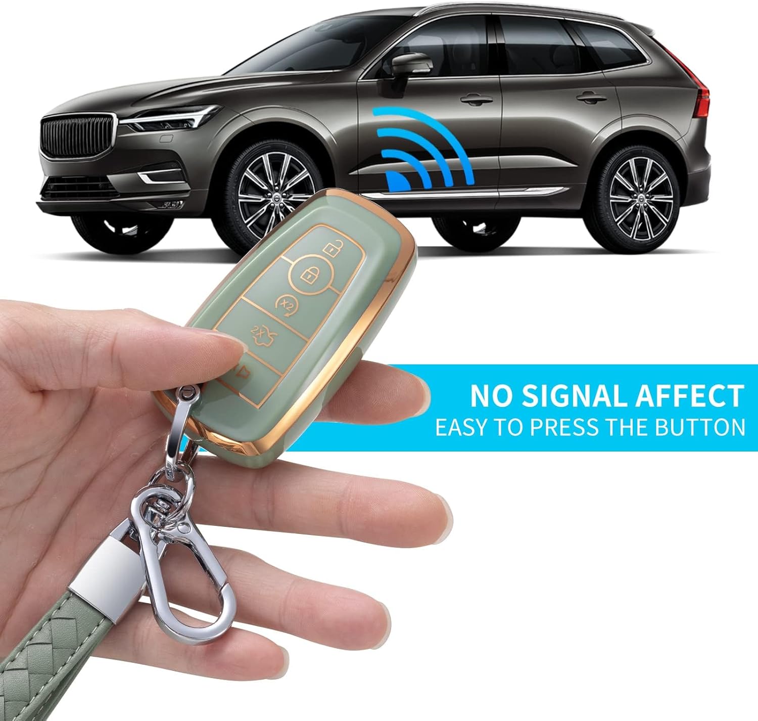 CHEZENHUI Compatible con funda para llavero Ford con cordón de cuero, funda protectora para llave de automóvil para Ford Explorer Fusion Escape F150