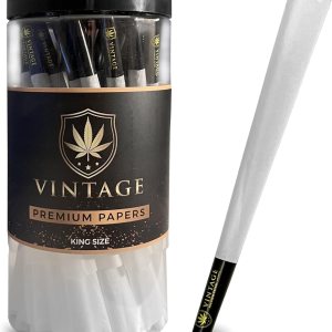 Vintage Premium Papers Conos  Tamaño King  Paquete de 50  Conos preenrollados naturales sin blanquear  Papel de liar de arroz ultrafino con puntas y Vintage Premium Papers Conos  Tamaño King  Paquete de 50  Conos preenrollados naturales sin blanquear  Papel de liar de arroz ultrafino con puntas y