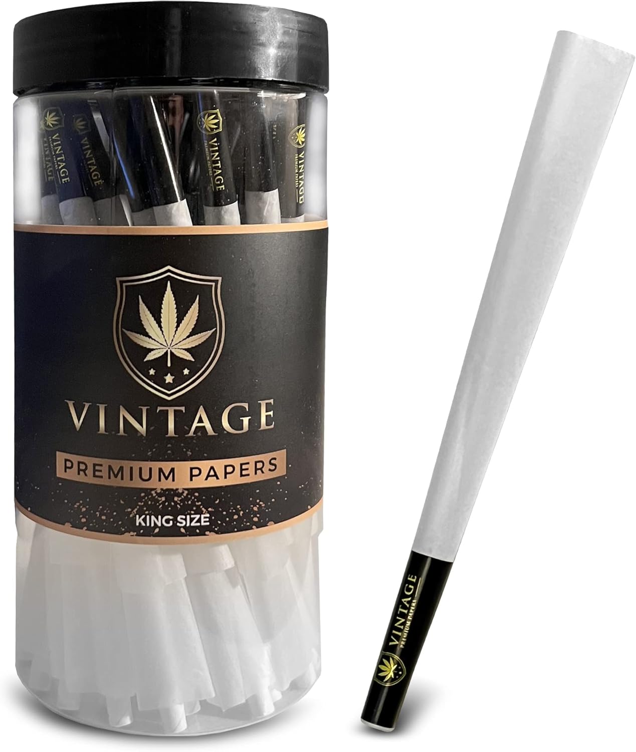 Vintage Premium Papers Conos  Tamaño King  Paquete de 50  Conos preenrollados naturales sin blanquear  Papel de liar de arroz ultrafino con puntas y