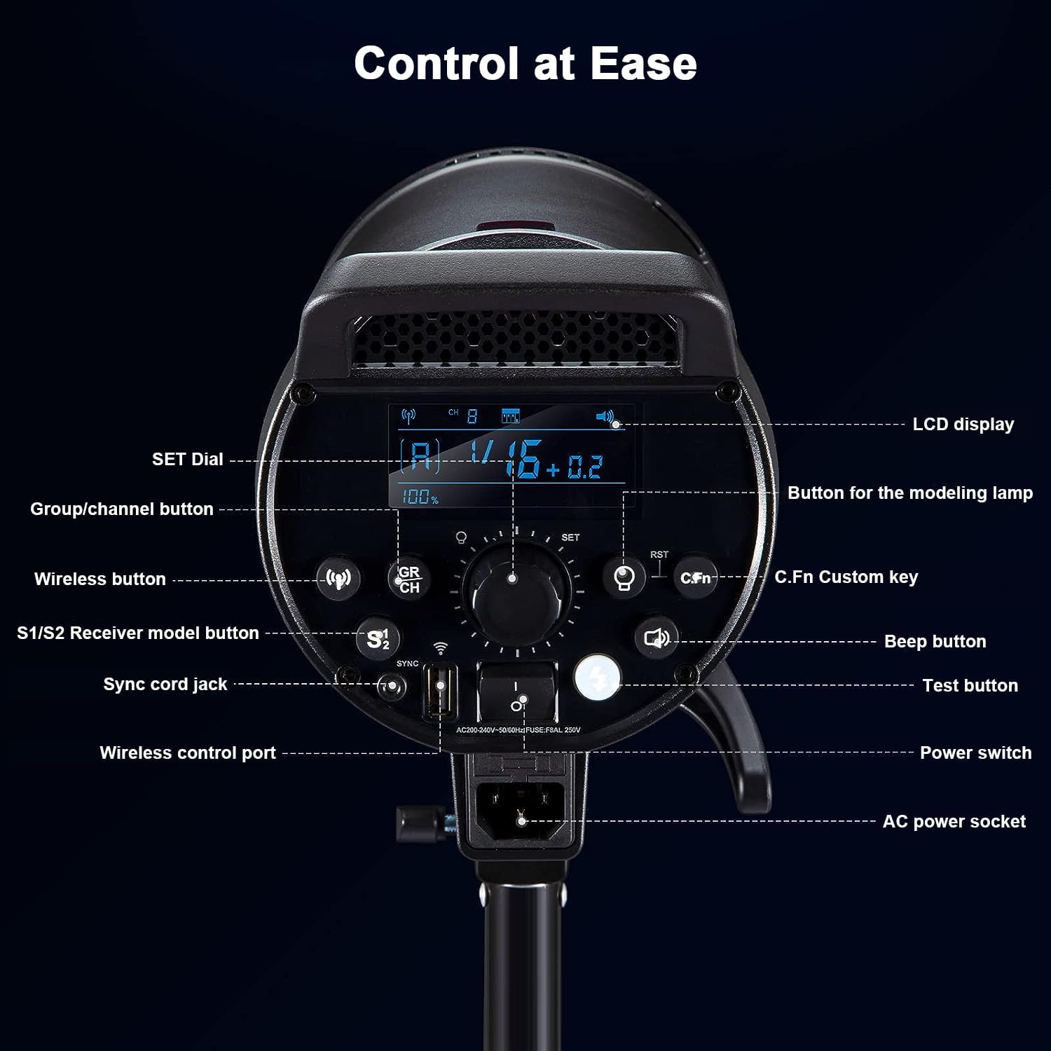 Godox Paquete de 2 DP600III-V DP600IIIV 1200Ws Photo Speedlite Studio Flash Strobe Monolight Bowens Kit de montaje para estudio de fotografía con