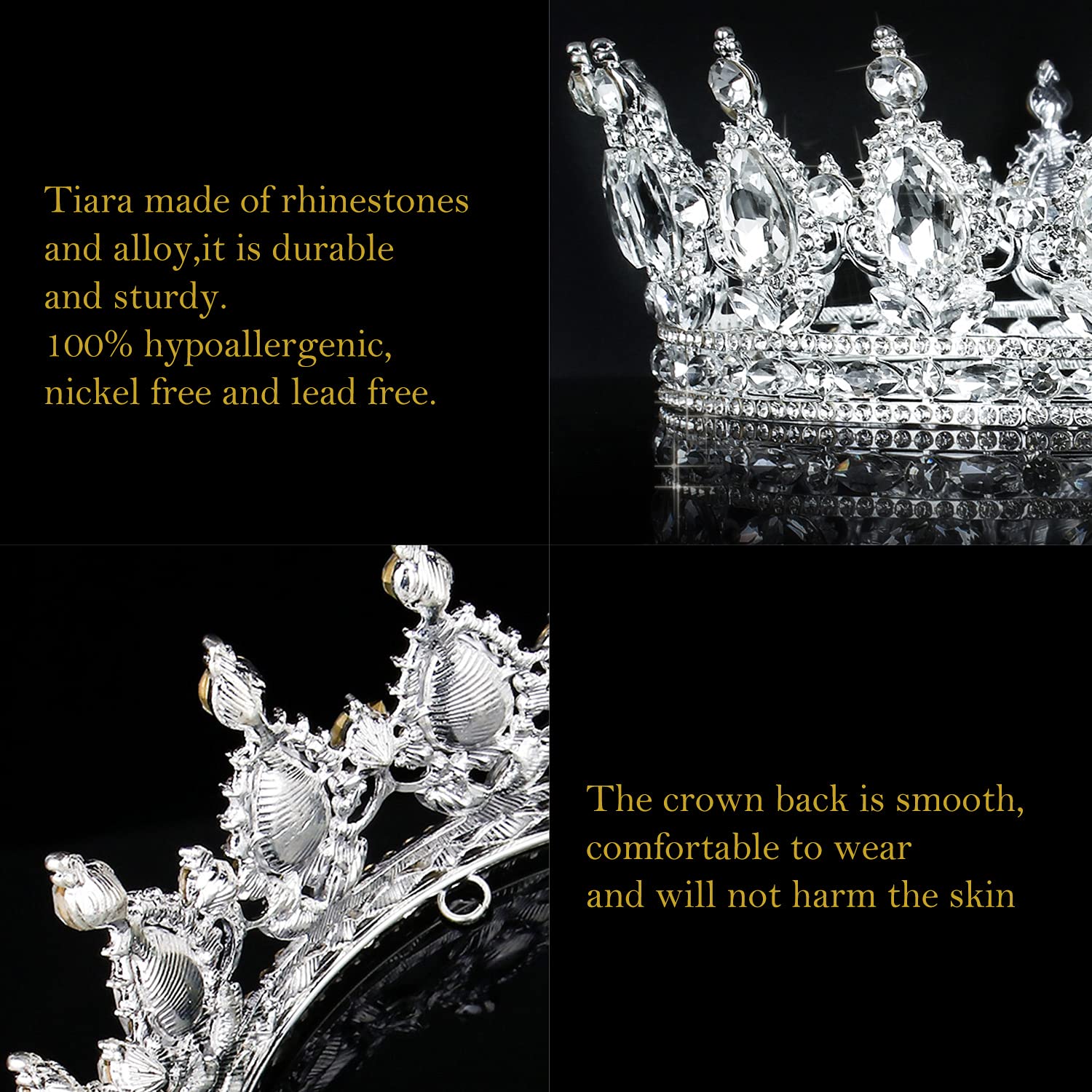 COCIDE Corona plateada para mujer, tiara de boda de cristal y coronas para niñas, diadema de diamantes de imitación, accesorios para el cabello de