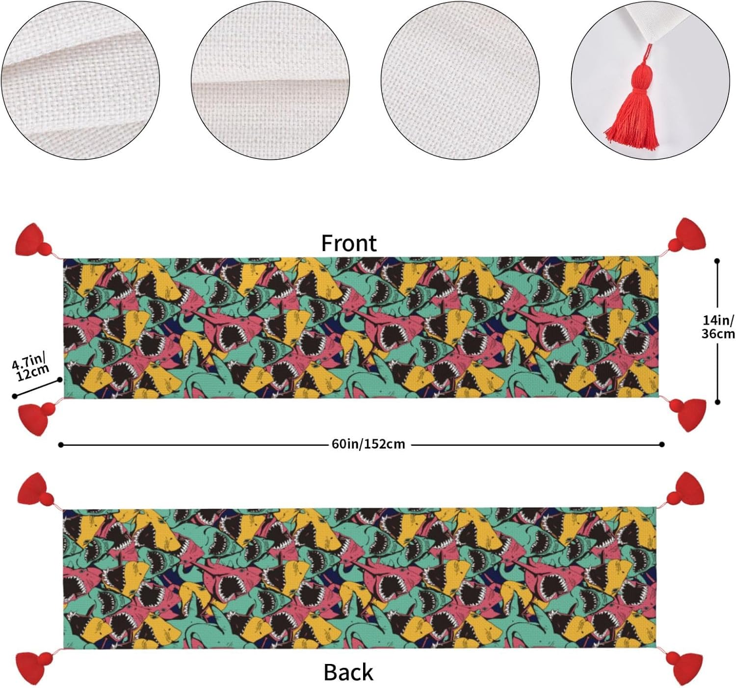 Sharks Christmas Table Runner Dining Table Decor Christmas Decorations Indoor Home Decor Christmas Table Runners Xmas Navidad Decoracion 2023 for