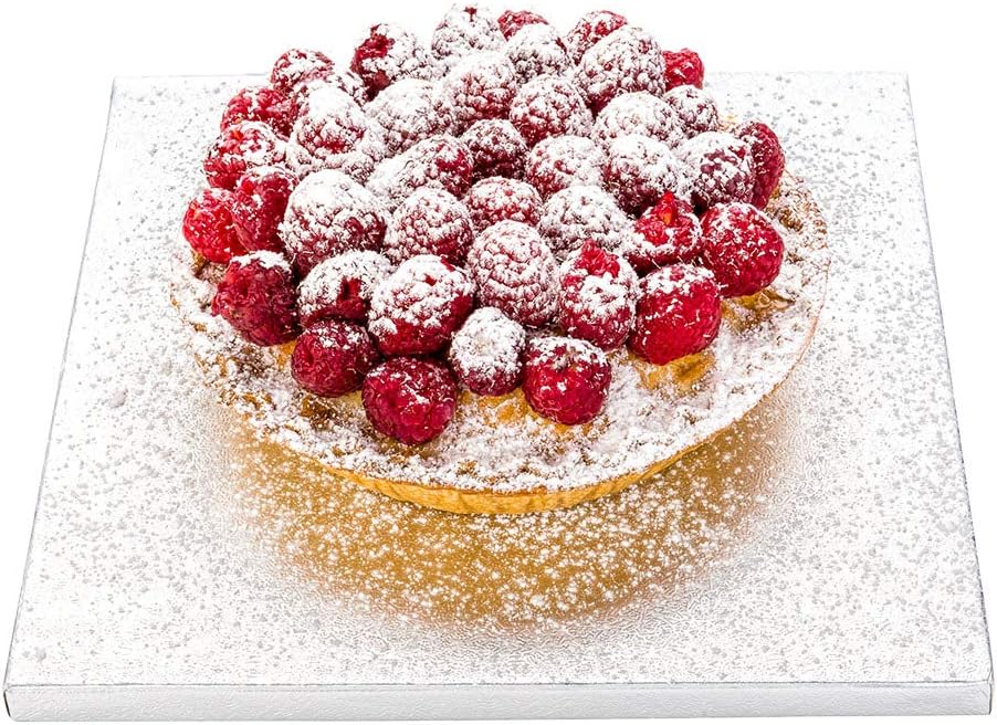 Pastry Tek – Tambor para pasteles de 8 pulgadas x 12 pulgadas de grosor, 1 tablero para pastel con borde cubierto, cuadrado, resistente a la grasa,