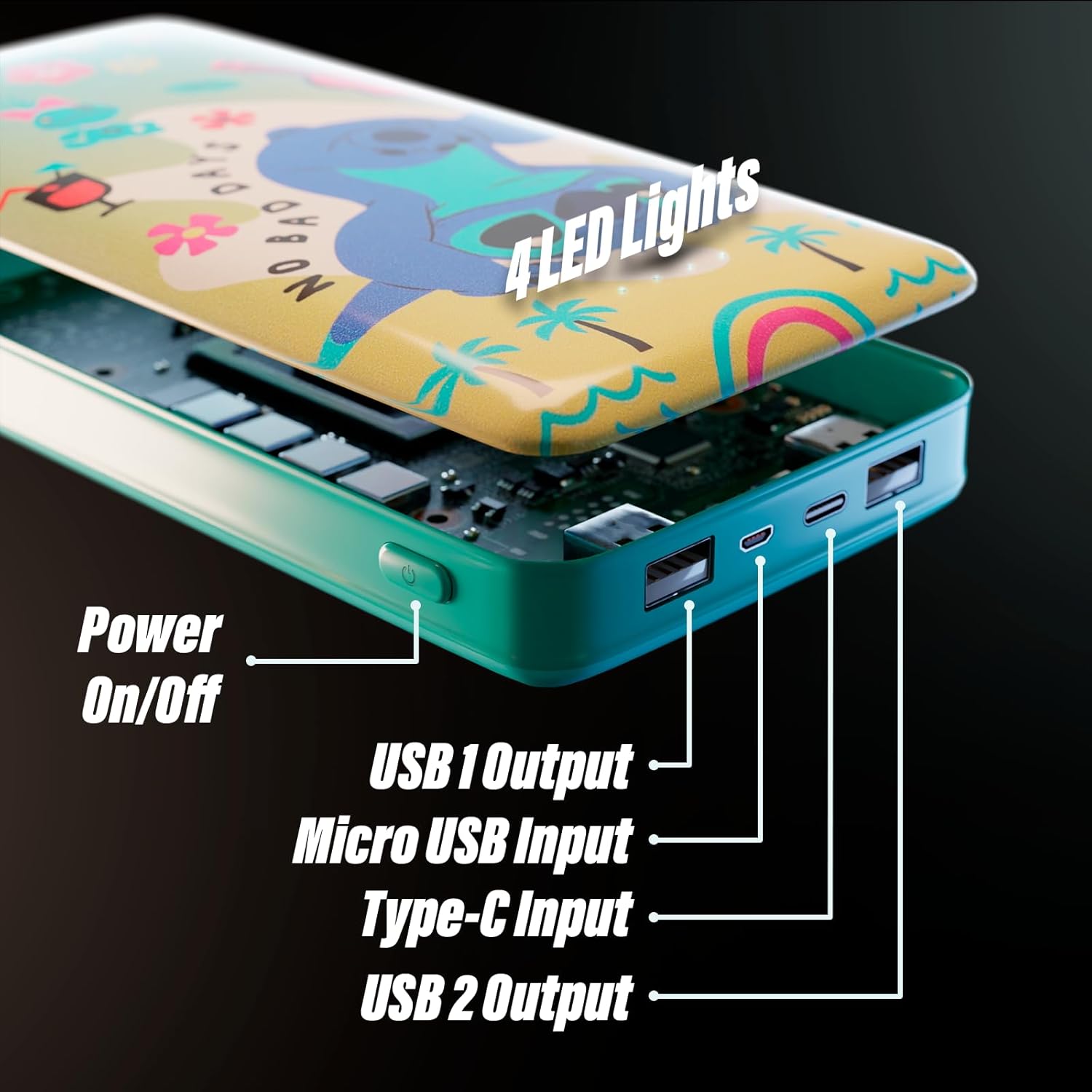 Disney Lilo and Stitch – Cargador de batería portátil de 10,000 mAh, compatible universalmente, con puerto de carga USB, regalos para mujeres,