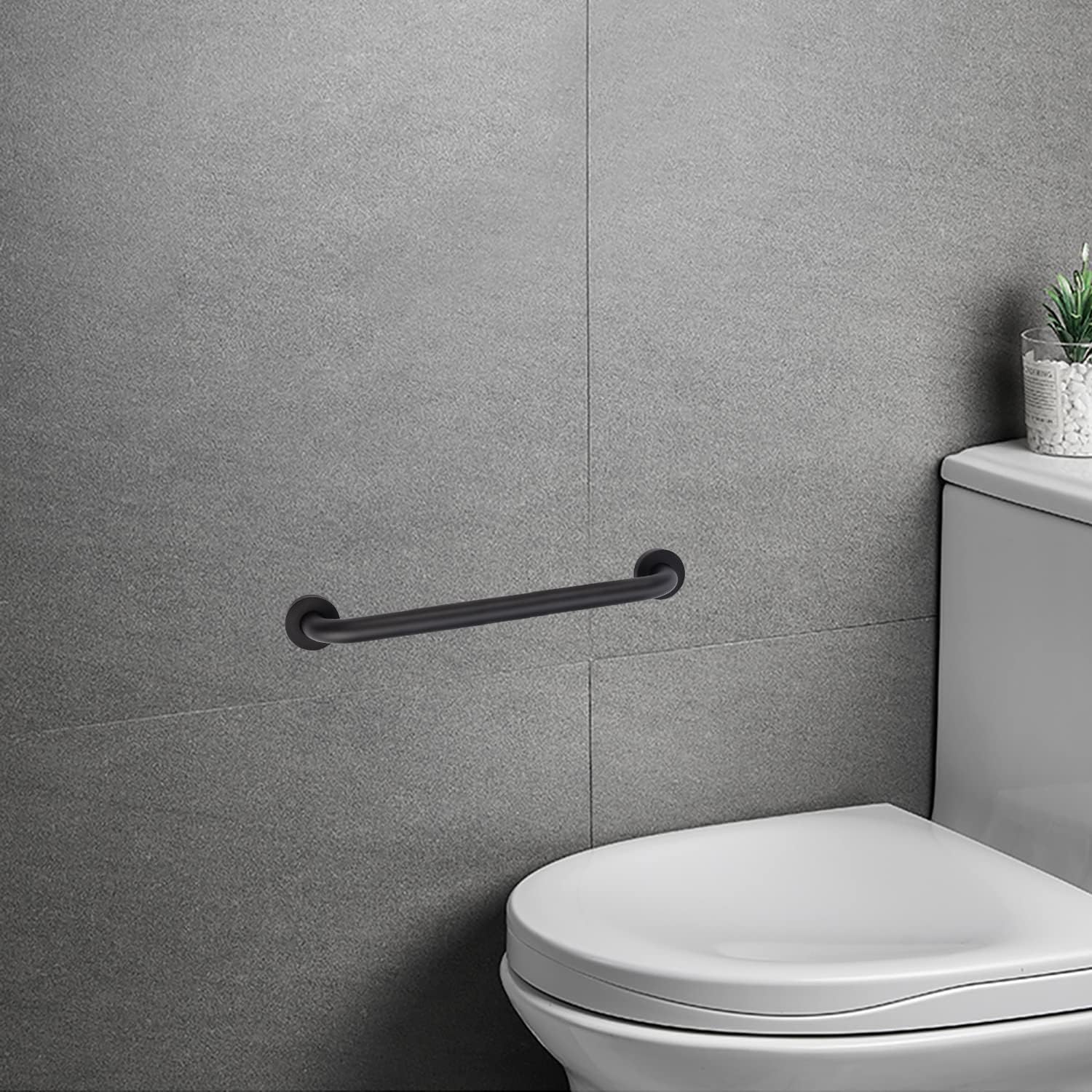 supregear – Paquete de 2 barras de agarre para baño, barra de seguridad negra de 20 pulgadas de longitud, mango antideslizante de acero inoxidable
