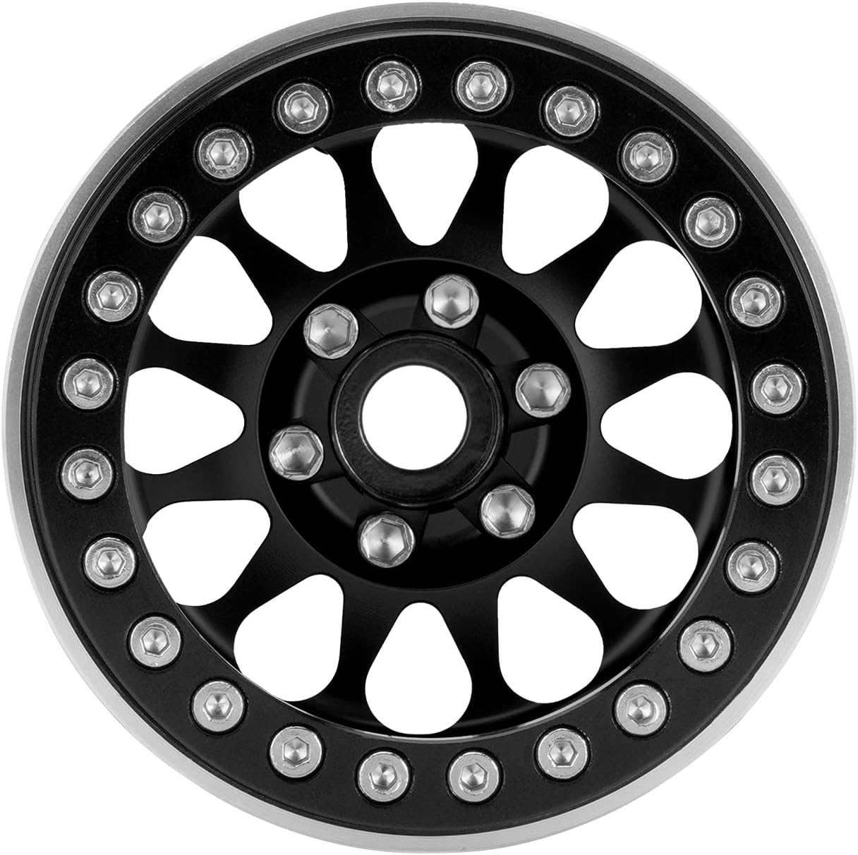 INJORA 1.9 “Beadlock llanta de rueda compensación negativa 0.409 in CNC Rueda de aluminio para TRX4 SCX10 Gen8 VS4-10 110 RC Crawler Car (negro)