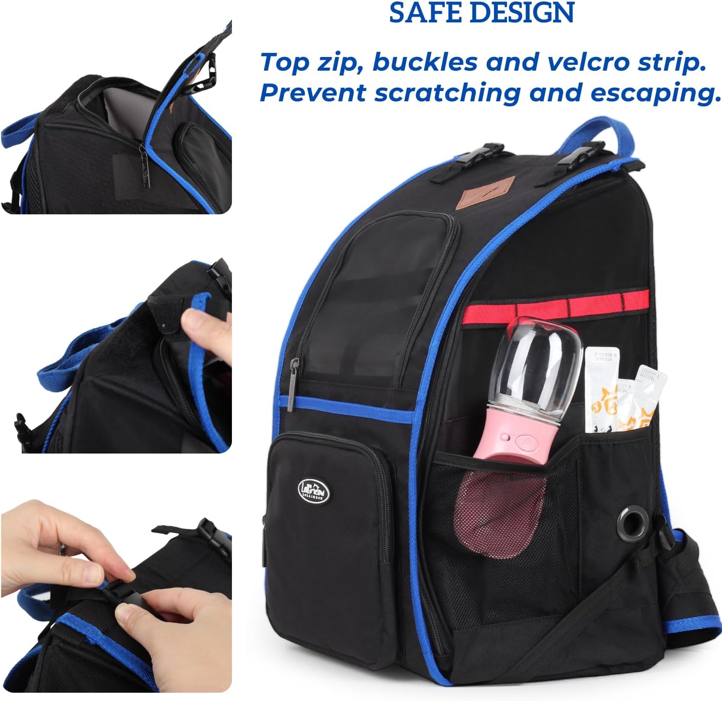 Lollimeow Mochila para gatos y cachorros, mochila de lona ventilada para exteriores con gran espacio, aprobada por aerolíneas