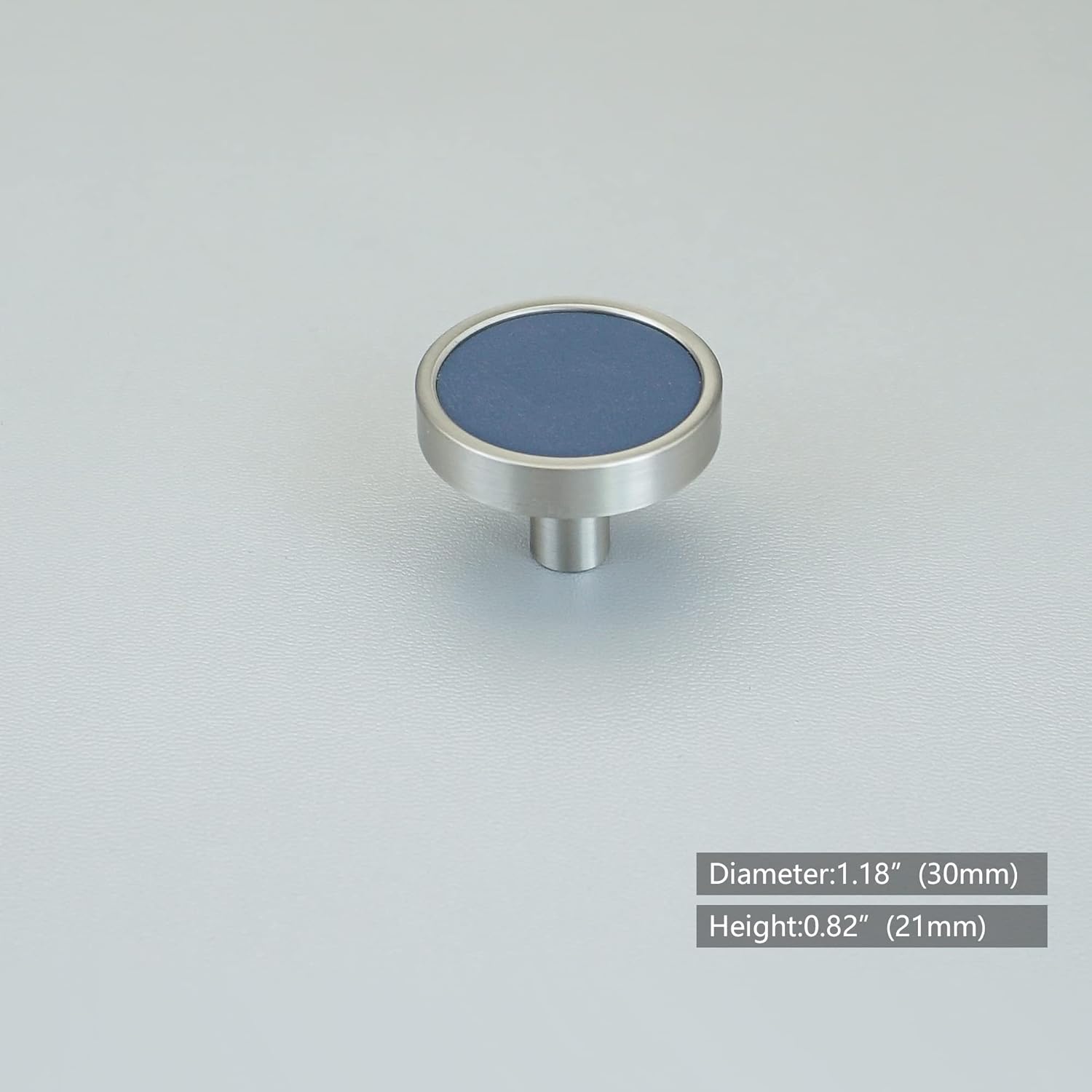 LBFEEL Tirador de cuero azul para armario, pomos de acero cepillado, accesorios modernos para muebles (perilla redonda)