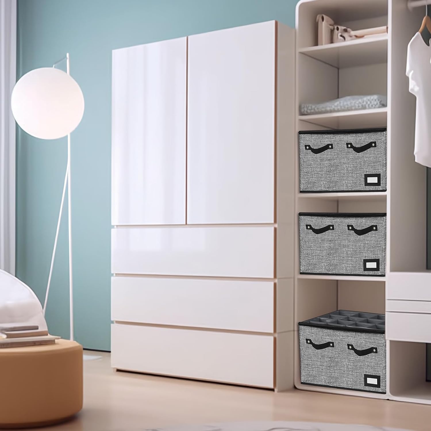 ouruer Organizador de almacenamiento de zapatos para armario, cajas de almacenamiento de zapatos apilables para entrada, organizador plegable para