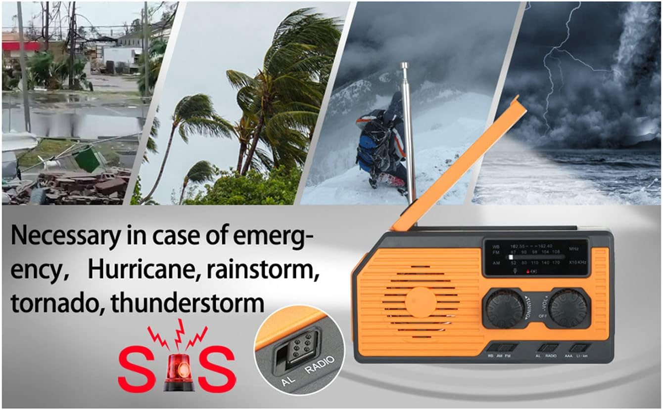 1 Set AMFMSolar Radio with 5000 MAh Charging PowerSOS AlarmReading Light Function for Outdoor