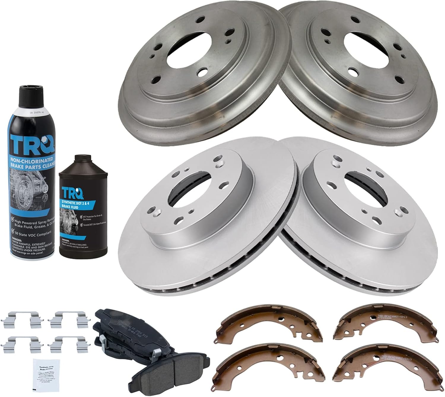 TRQ Kit de tambor y zapata de rotor recubierto de almohadilla de cerámica con fluidos compatibles con Honda