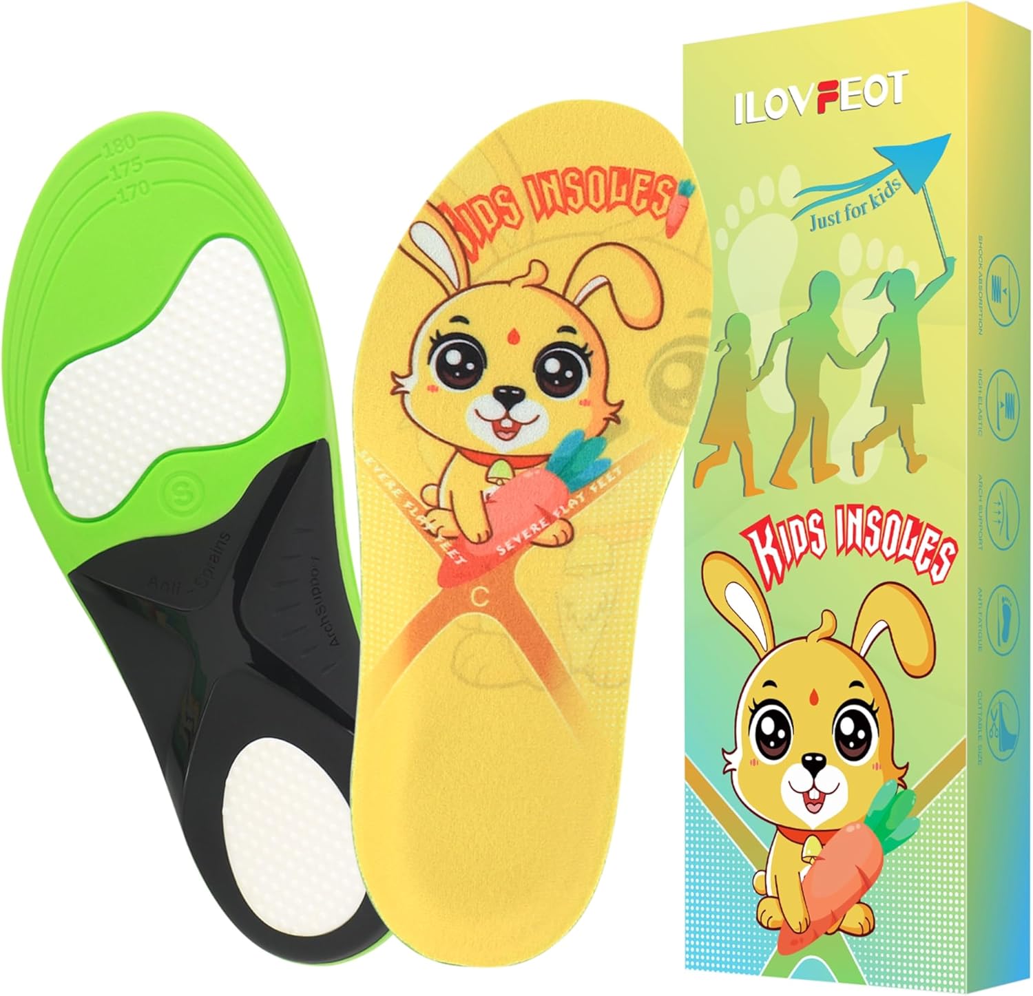 Plantillas ortopédicas para zapatos para niños, soporte de arco para zapatos, plantillas de poliuretano cómodas para los diferentes tipos de pies,