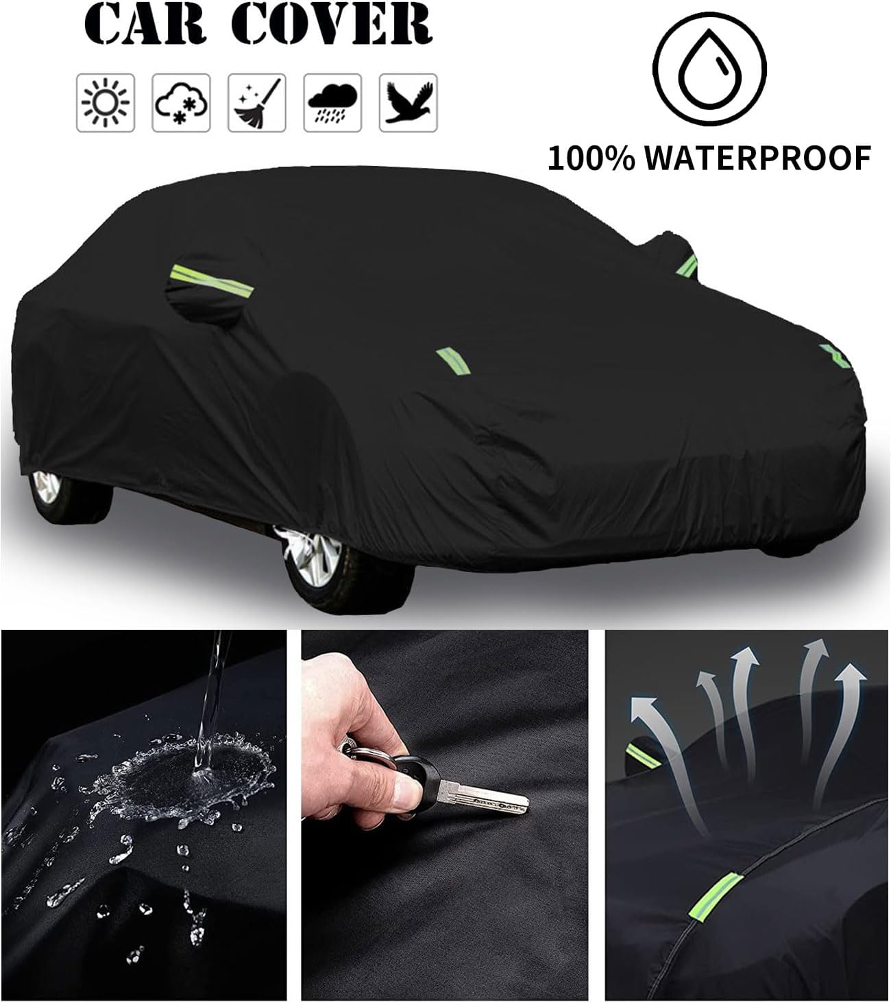 Ajuste personalizado para cubierta de auto Volvo, impermeable, para todo tipo de clima, protección UV, resistente al viento, para exteriores (para