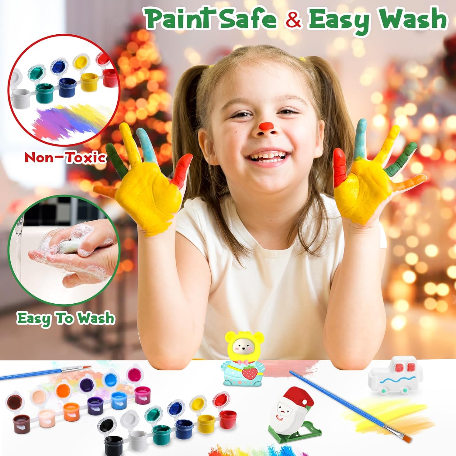 Calendario de Adviento de pintura de artes y manualidades 2023 para niños, 24 días, pintura de yeso, calendario de Adviento de Navidad para niños y