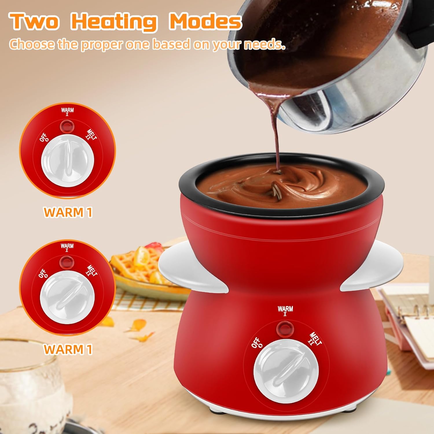 Mini olla para fundir chocolate, fuente de fondue de chocolate, máquina calentadora de 8.79 onzas para chocolate con leche, queso, mantequilla,