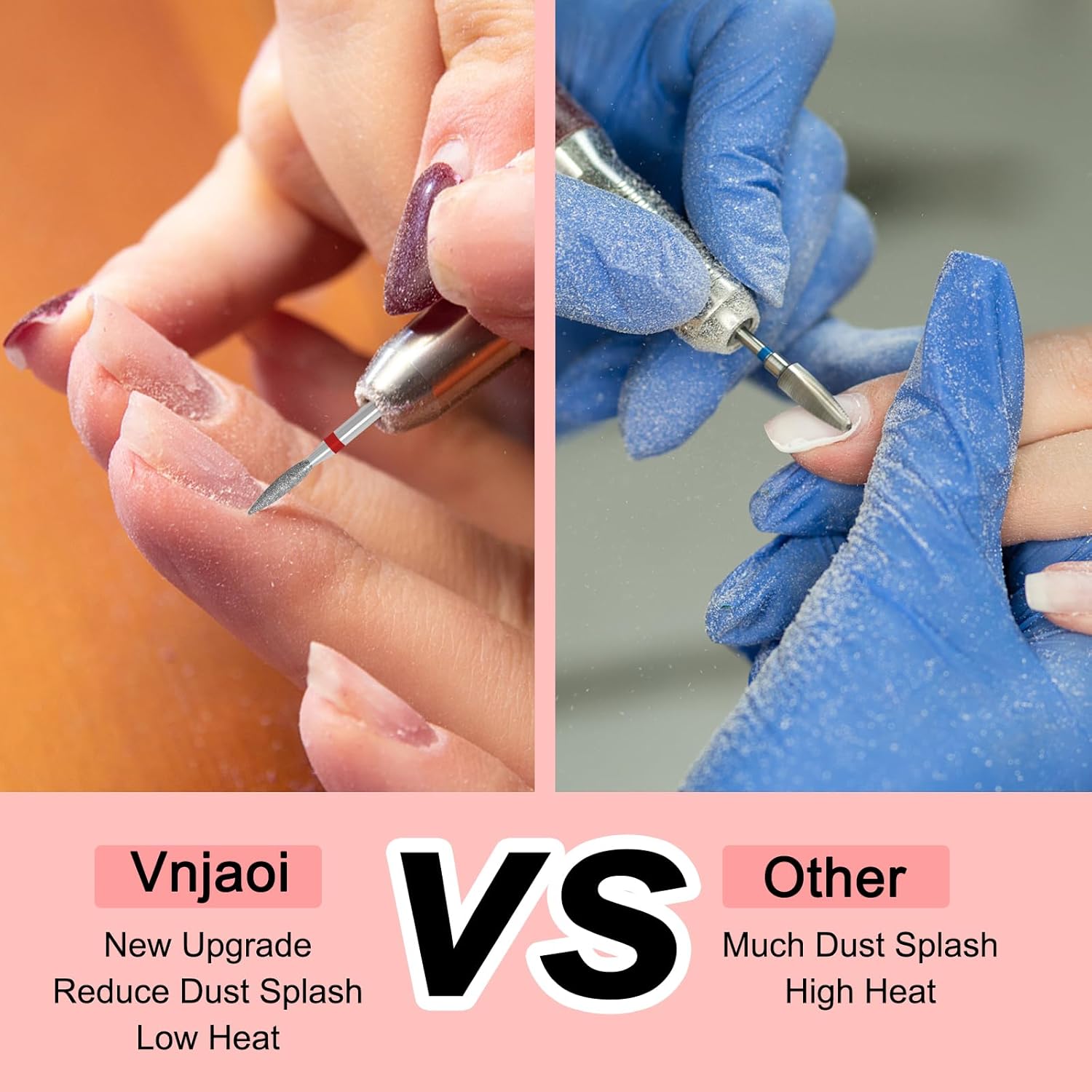 Vnjaoi E-File – Broca de uñas con estuche para manicura y pedicura, brocas eléctricas rusas, diamante, llama (caída), lima no dolorosa para manicura